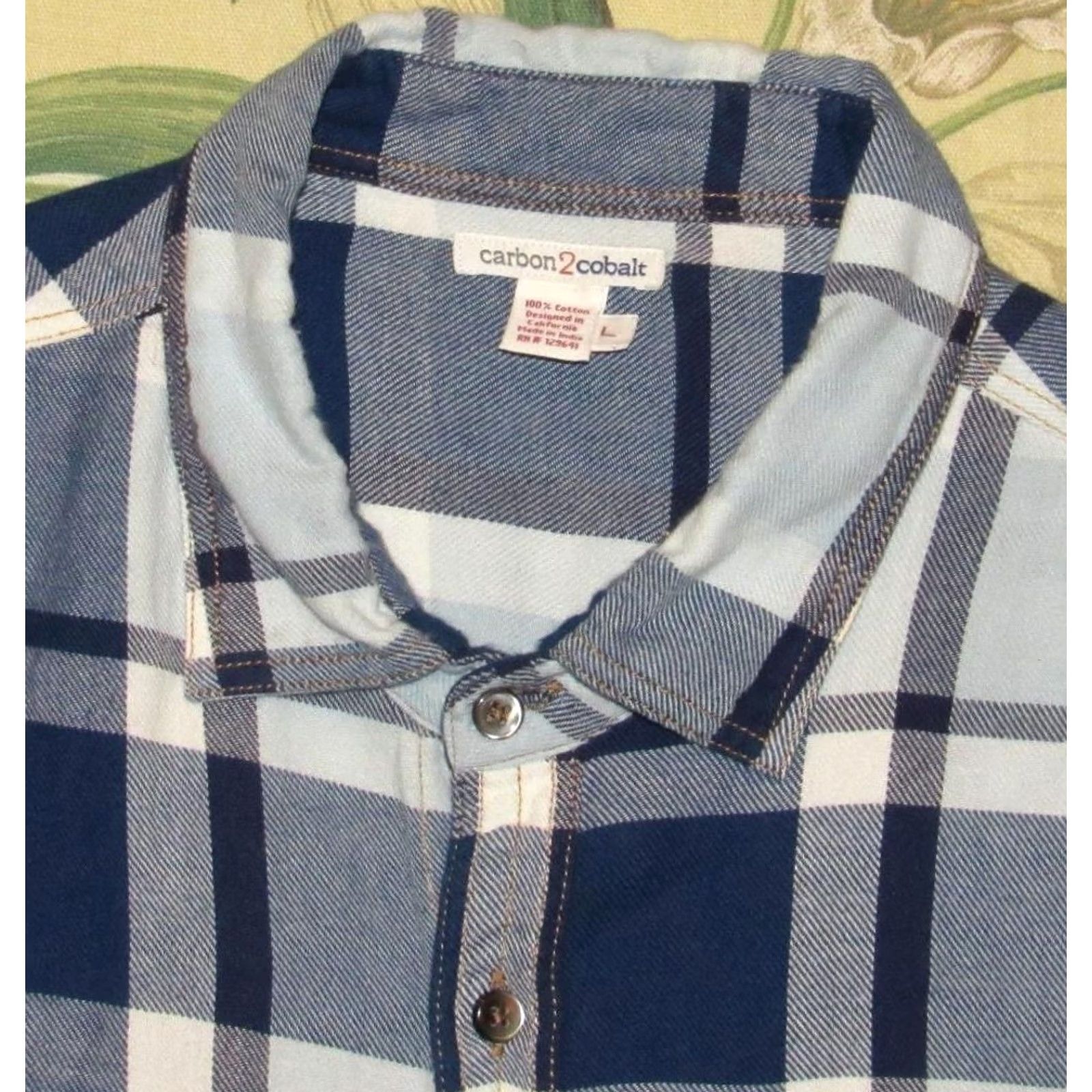 Carbon2Cobalt CARBON2COBALT Blue White Long Sleeve Button Down Shirt Large L Mens Color Blue Size US L / EU 52-54 / 3 - 2 Thumbnail