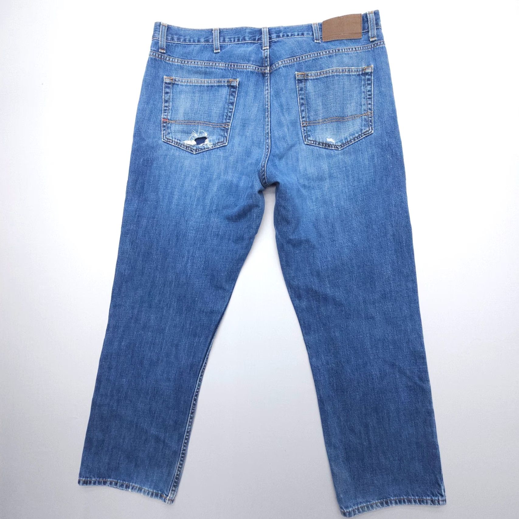Tommy Hilfiger Tommy Hilfiger Jeans Mens 38 x 30 Blue Relaxed 100% Cotton Denim Straight 5-Pocket Logo Vintage: No Y2K 90s American Mens Jeans Size US 38 / EU 54 - 2 Thumbnail
