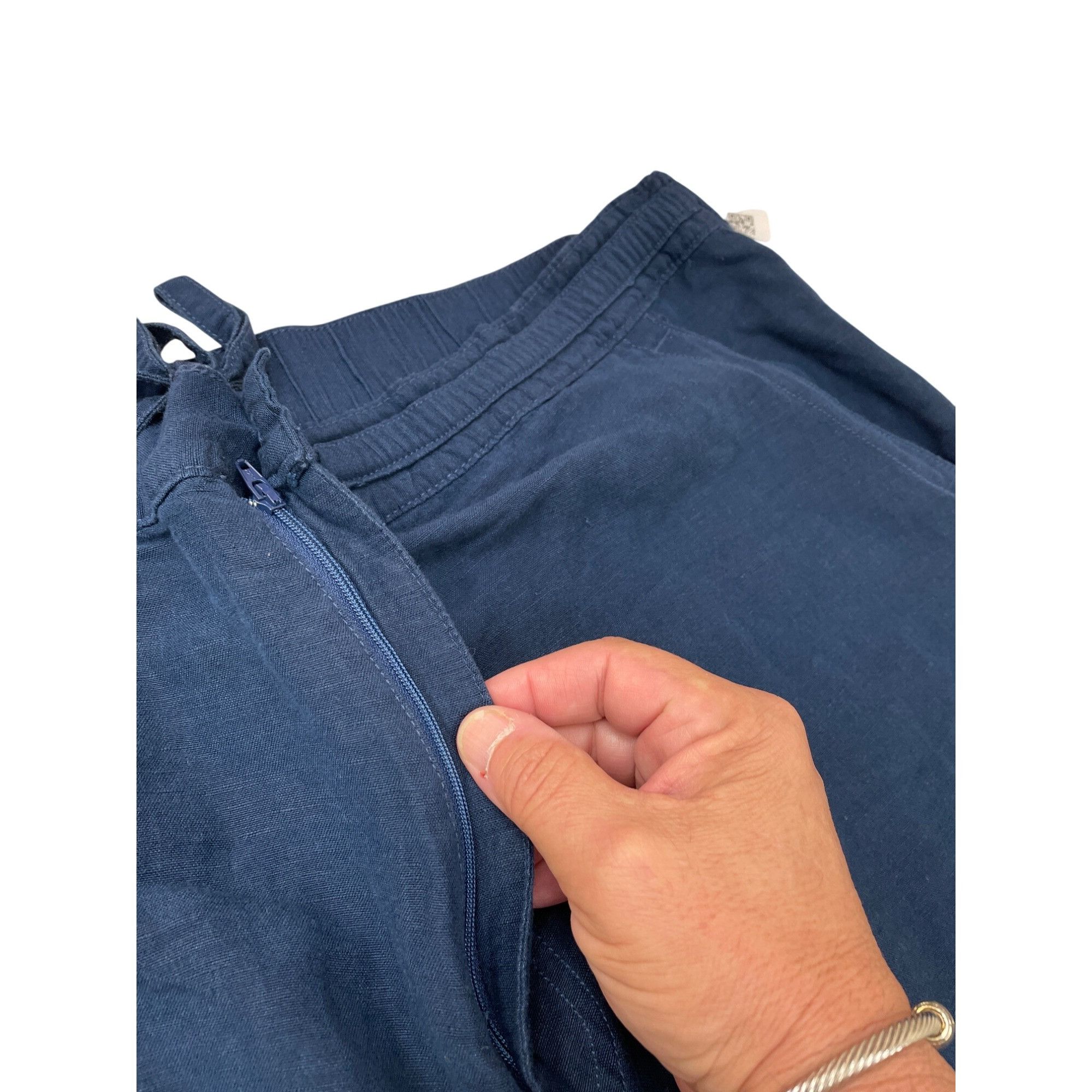 Cubavera Cubavera Womens Blue Linen Blend Drawstring Wide Leg Pants S Size 24" / US 00 / IT 34 - 5 Thumbnail