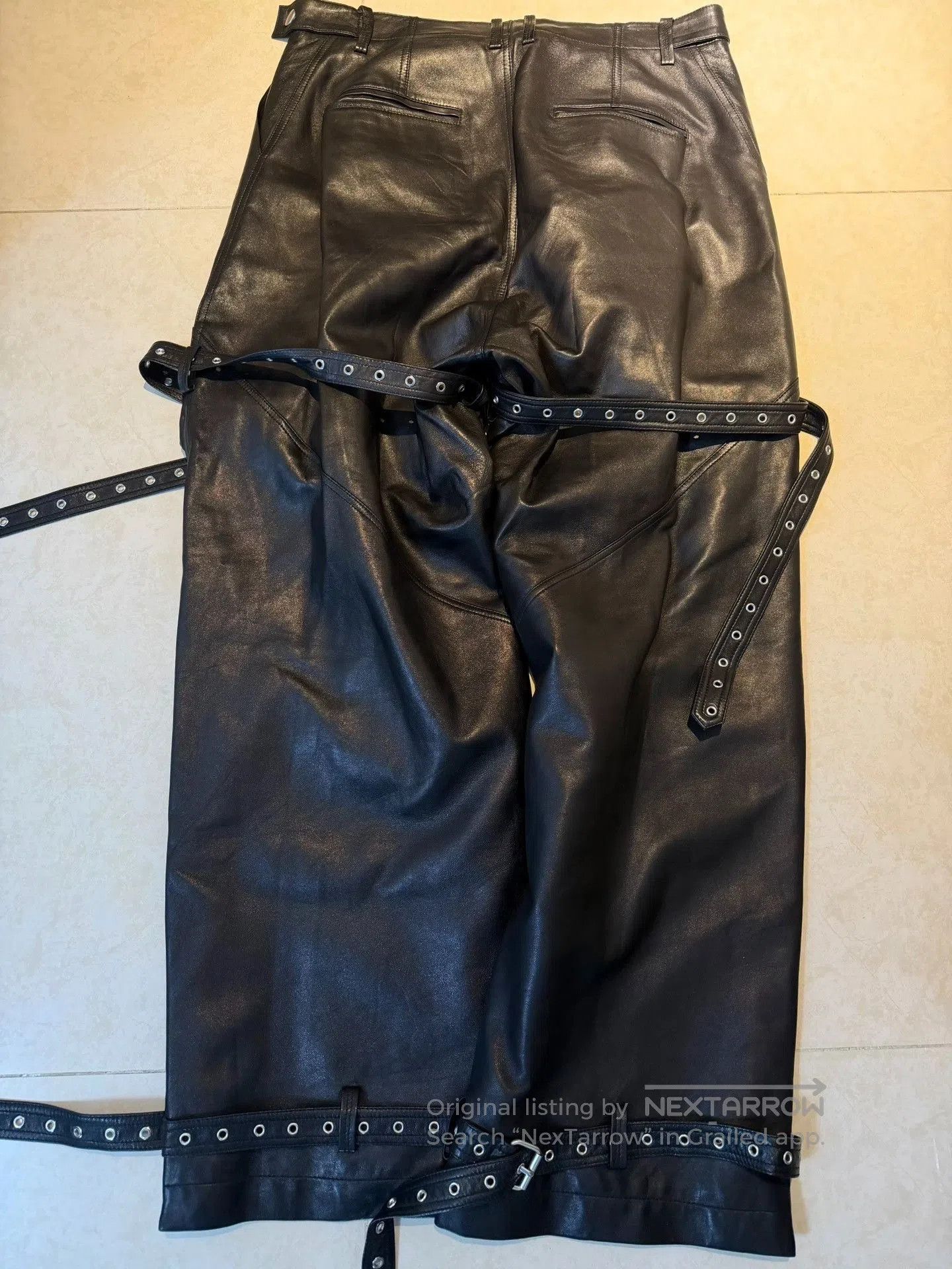 WE11DONE WE11DONE SS23 Black Leather Pants. Size US 34 / EU 50 - 4 Thumbnail
