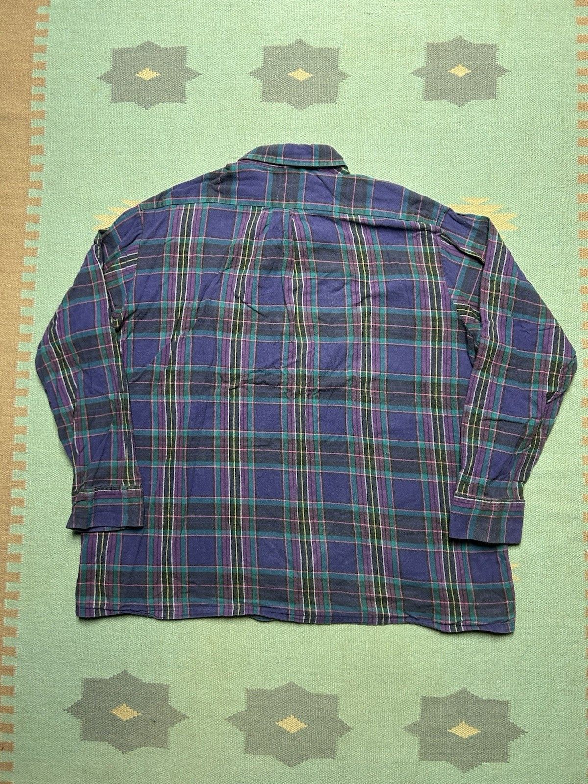Vintage Vtg 80s flannel shirt brushed cotton soft plaid purple 3XL Size US XXL / EU 58 / 5 - 5 Thumbnail