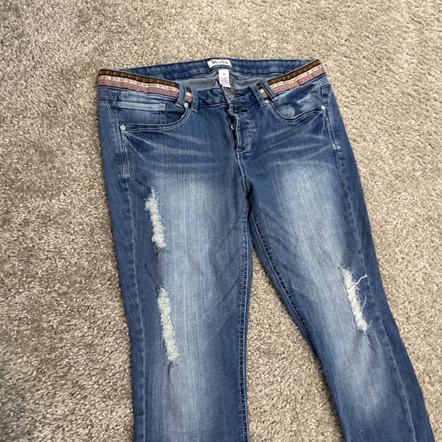 Denime VINTAGE Mudd Jeans Button Fly Low Rise Blue Denim Jeans Size 13 Women Straight XS? Wait. Size 34" / US 12 / IT 48 - 3 Thumbnail
