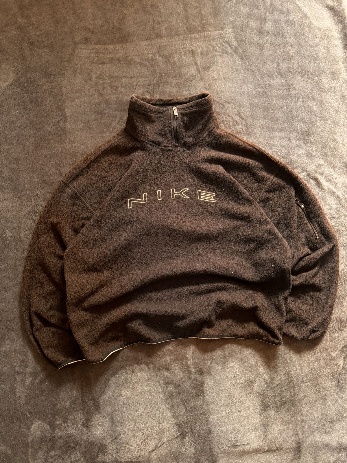 NIKE TEDDY VINTAGE CENTER LOGO OVERSIZE BOXY SWEATSHIRT