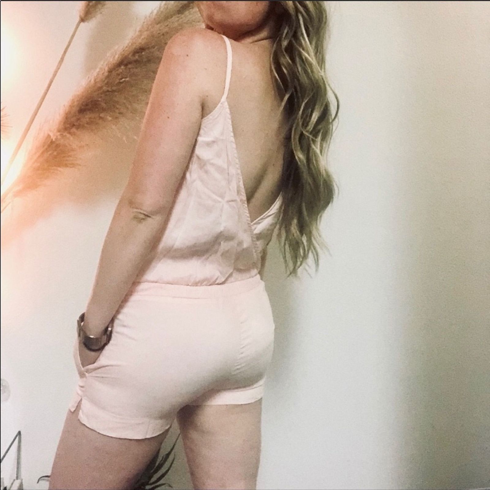 Anthropologie NEW ANTHROPOLOGIE Cloth Stone Cream Pink Tank Shorts Romper Size 27" / US 4 / IT 40 - 2 Thumbnail