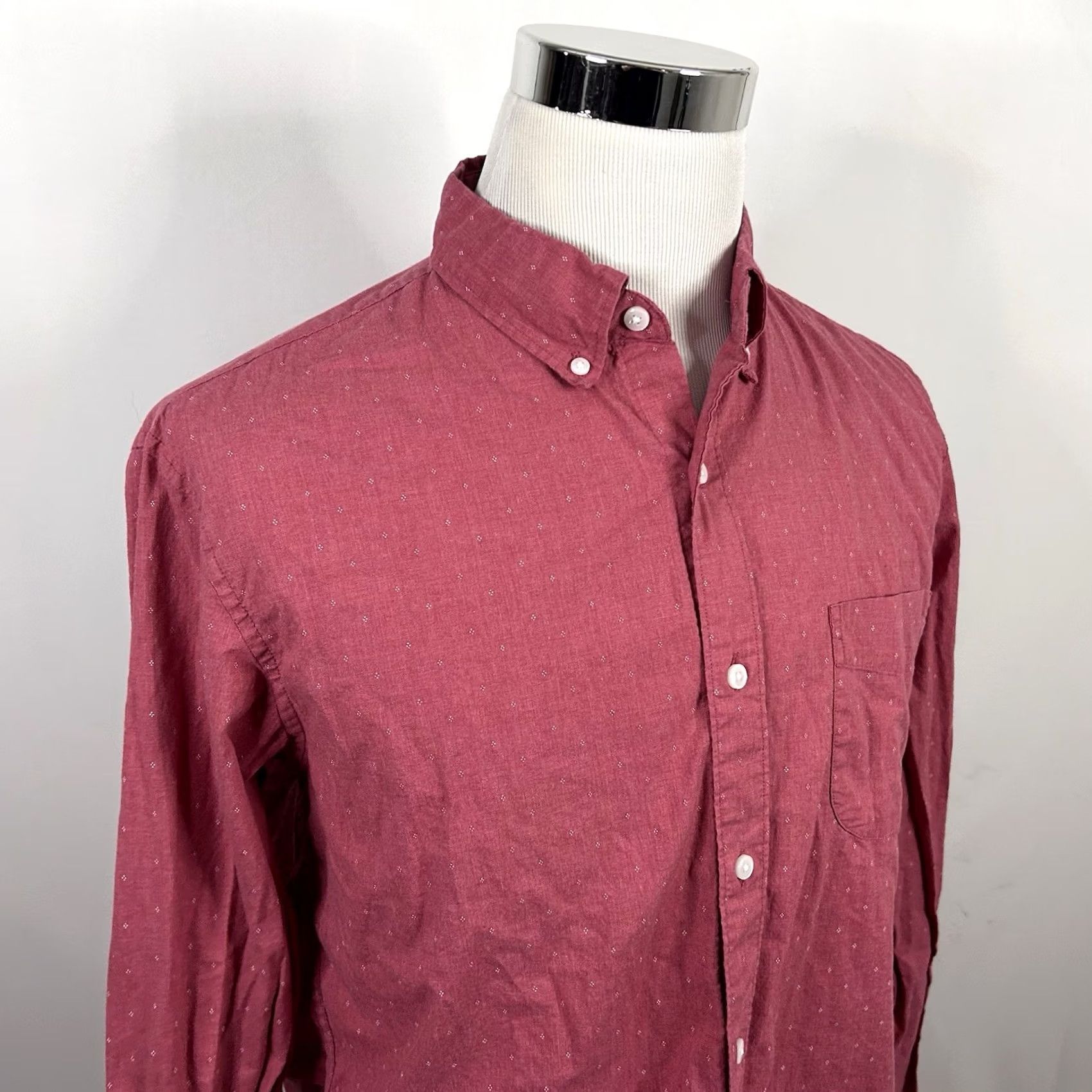 J.Crew J.CREW Shirt Slim Large Secret Wash Red White Speckled Cotton Blend Casual Button-Up Long Sleeve Mens Regular Size L Size US L / EU 52-54 / 3 - 2 Thumbnail