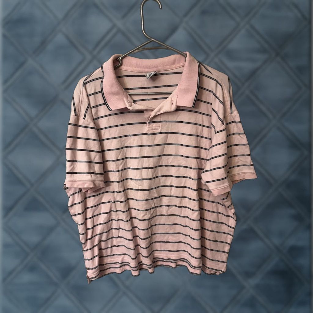 Old Navy Old Navy Polo Shirt Striped Cotton Vintage Casual Short Sleeve Button Front Mens XL Pink Size US XL / EU 56 / 4 - 1 Thumbnail