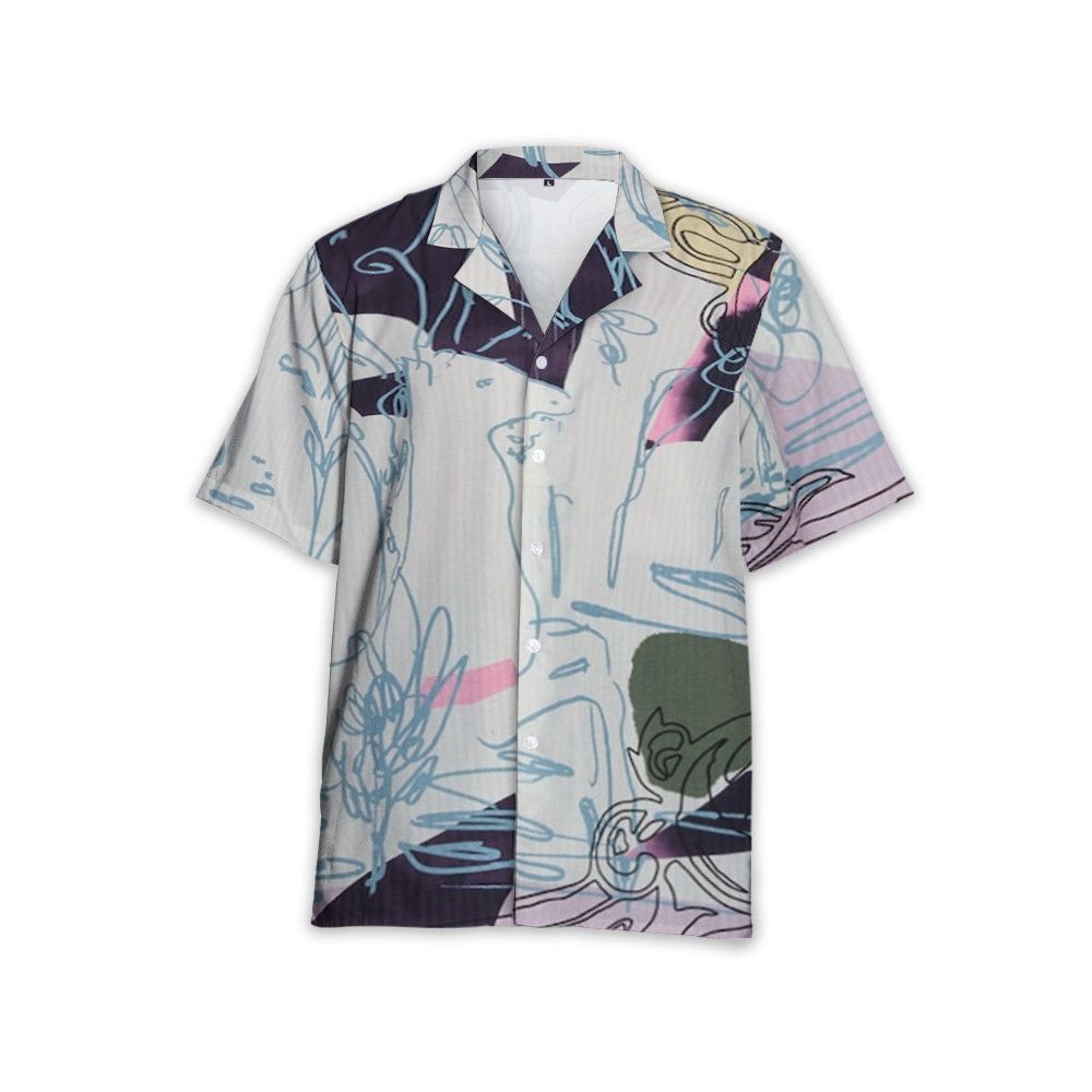 Designer Printed Seersucker Cotton Shirt – Lightweight Texture Size US L / EU 52-54 / 3 - 3 Thumbnail