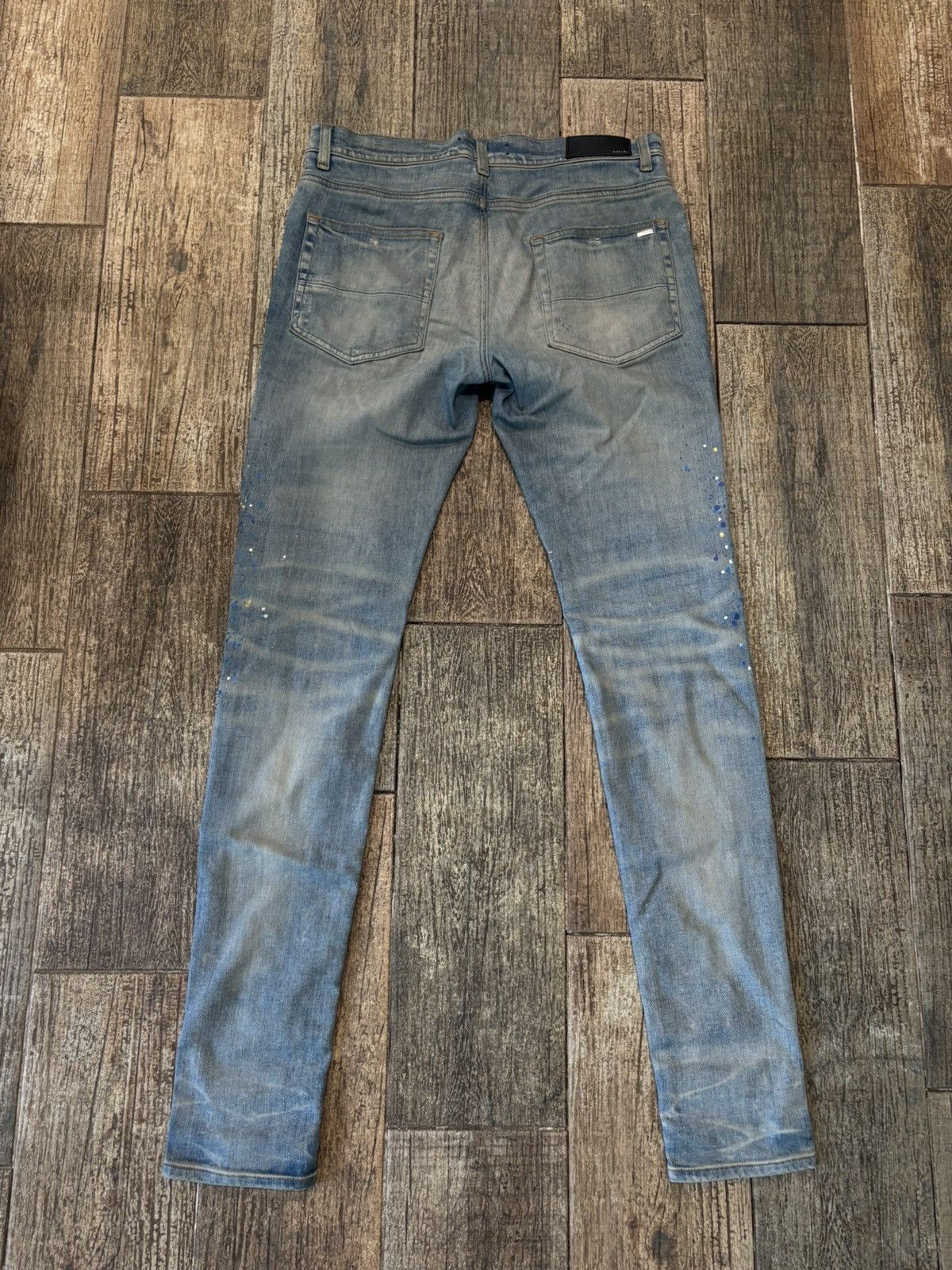 Amiri Lightwash Rhinestone Paint Splatter Distressed Jeans Size US 31 - 2 Thumbnail