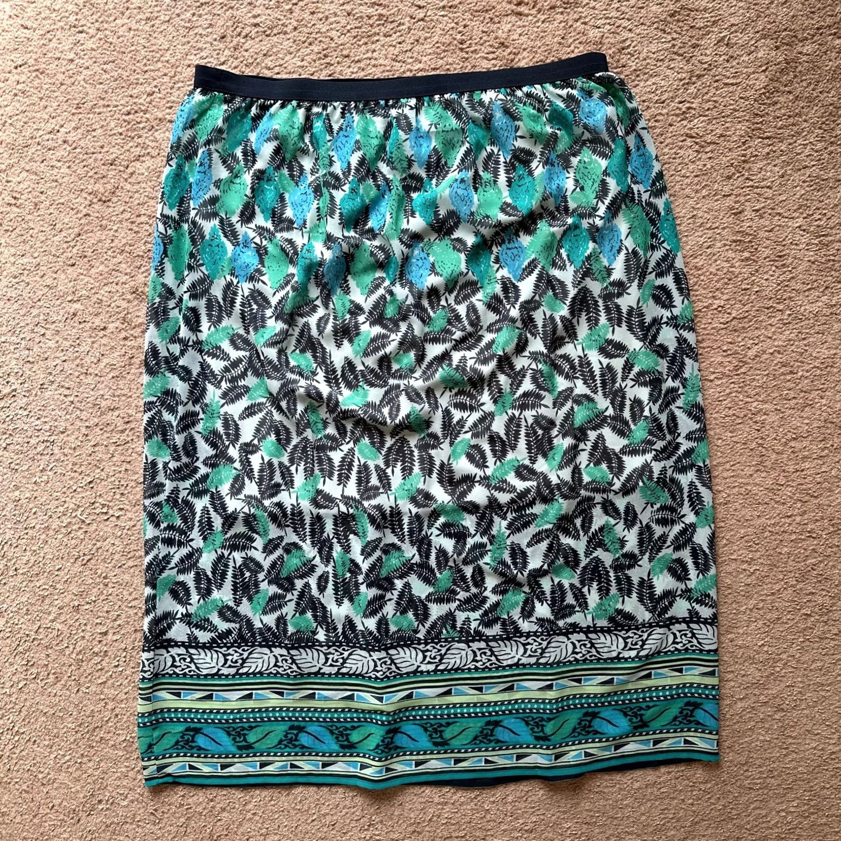 J. Jill J Jill Skirt Womens Large Pull On Polyester Floral Blue Everyday Size 36" / US 14 / IT 50 - 2 Thumbnail
