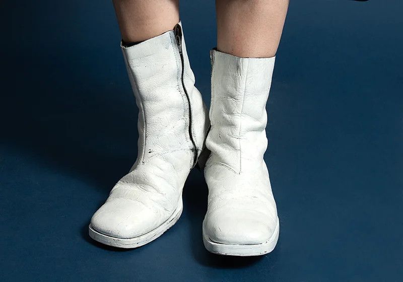 Maison Margiela Square-Toe Painted Leather Boots in White, Size 28cm Size US 10 / EU 43 - 10 Thumbnail
