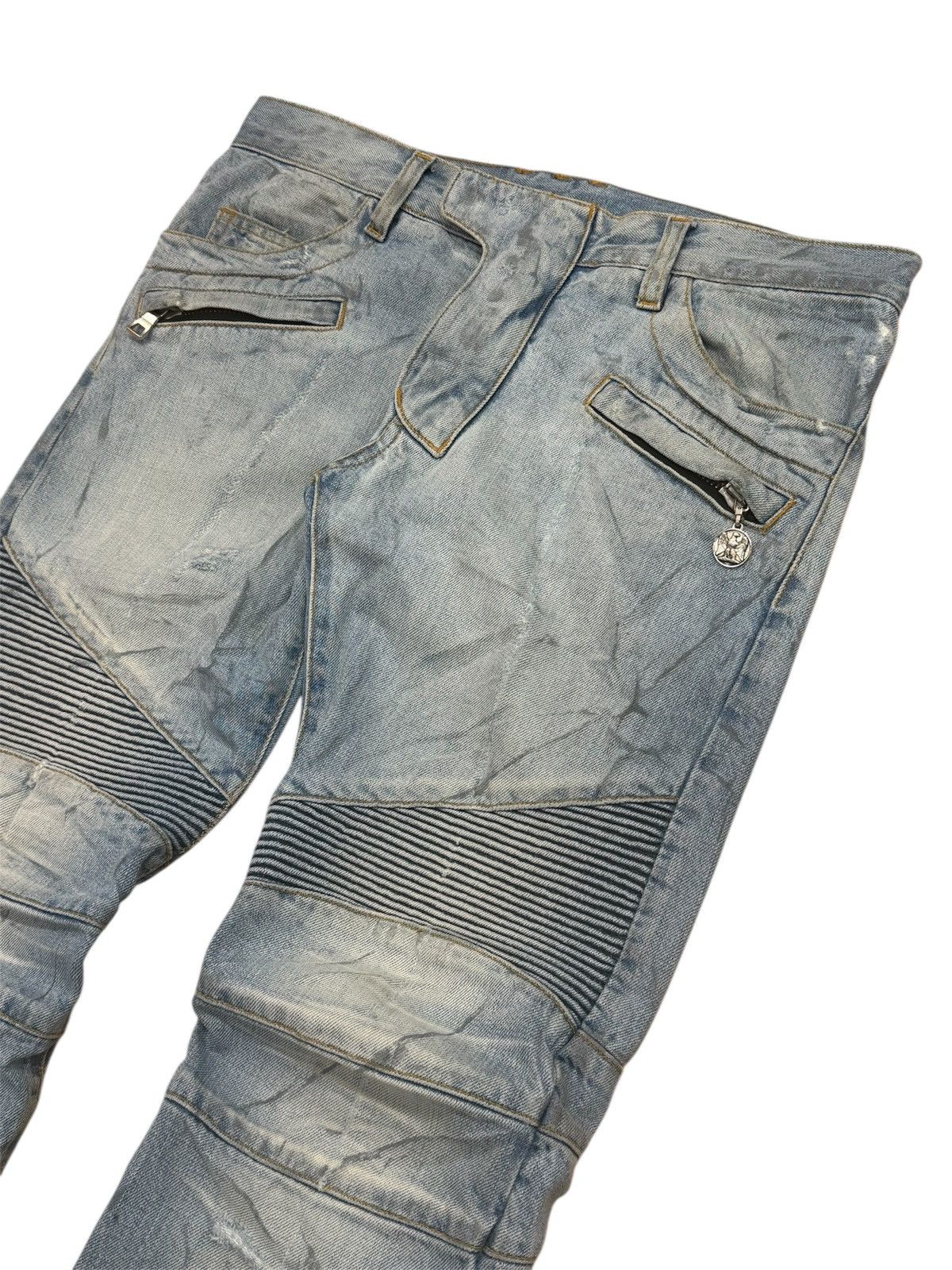 Balmain SS11 Distressed Eagle Coin Biker Denim Christophe Decarnin Size US 29 - 3 Thumbnail