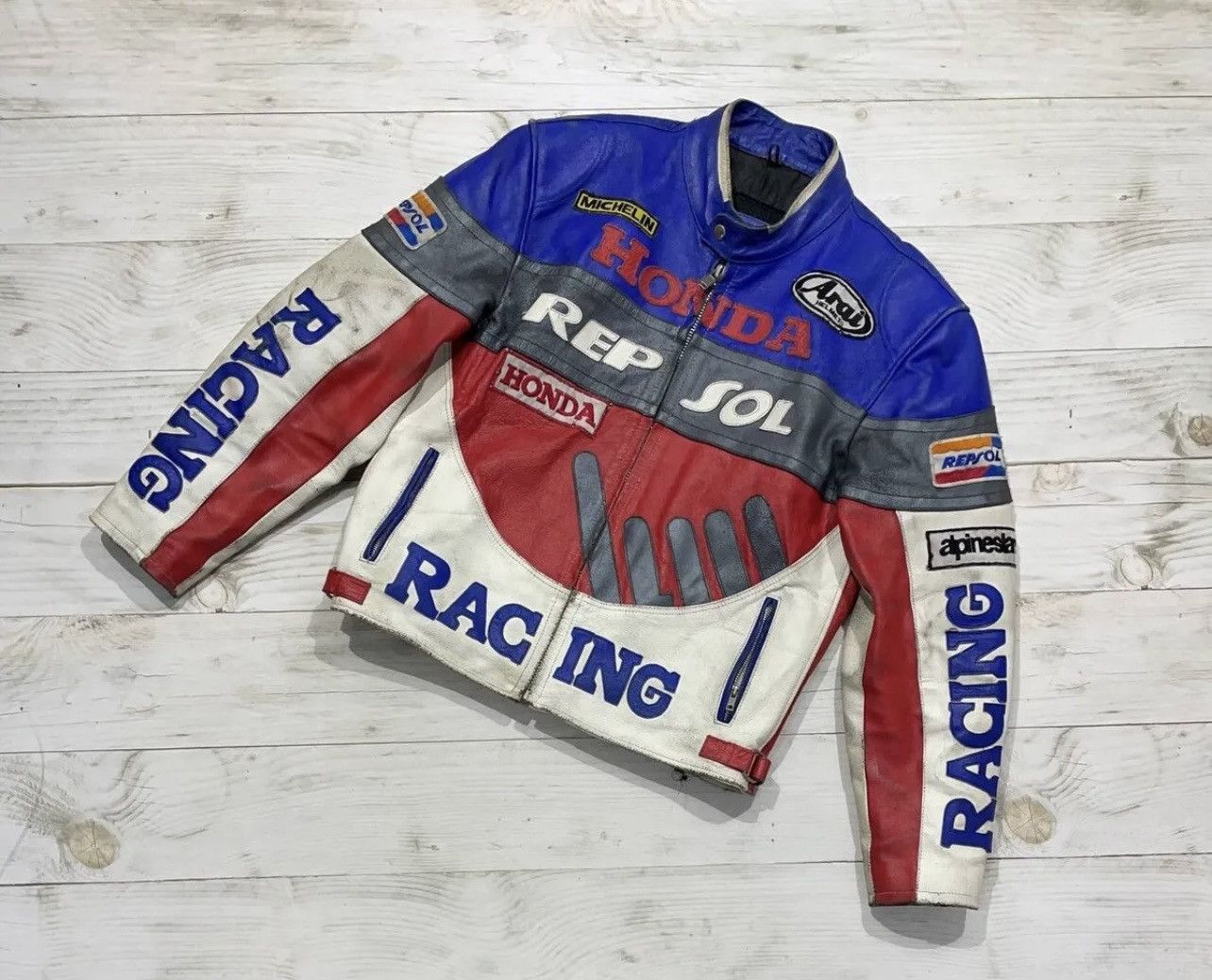 Honda Vintage Honda Repsol Racing Motorcycle Leather Jacket