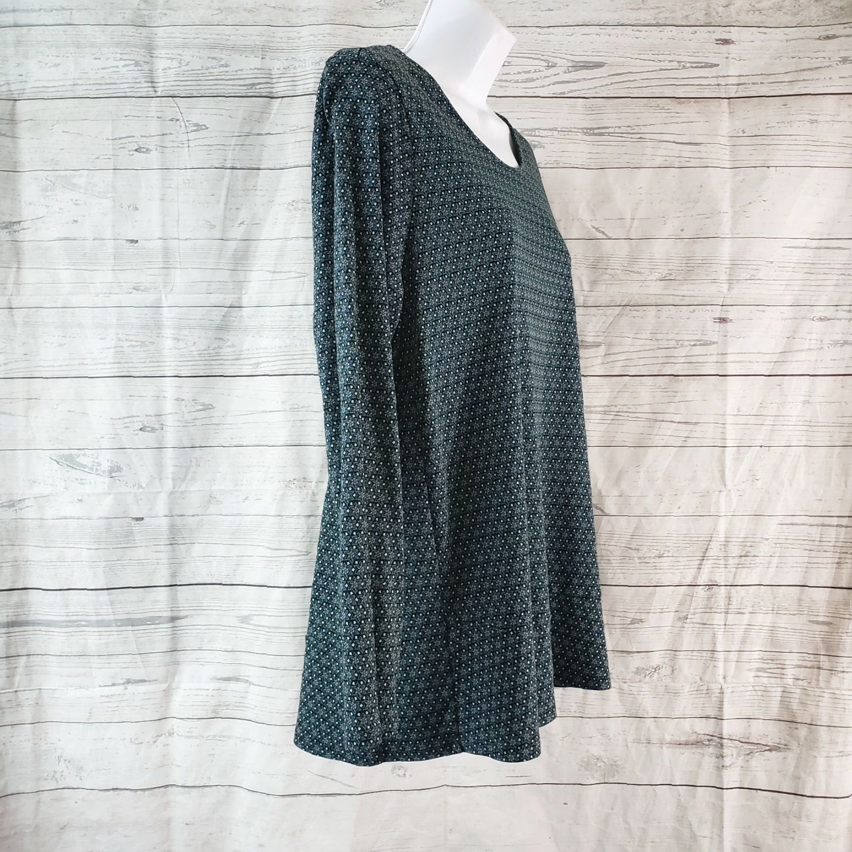 J. Jill J Jill Womens Blouse Shirt Long Sleeve Round Neck Floral Blue Cotton Blend Size Large Size L / US 10 / IT 46 - 3 Thumbnail