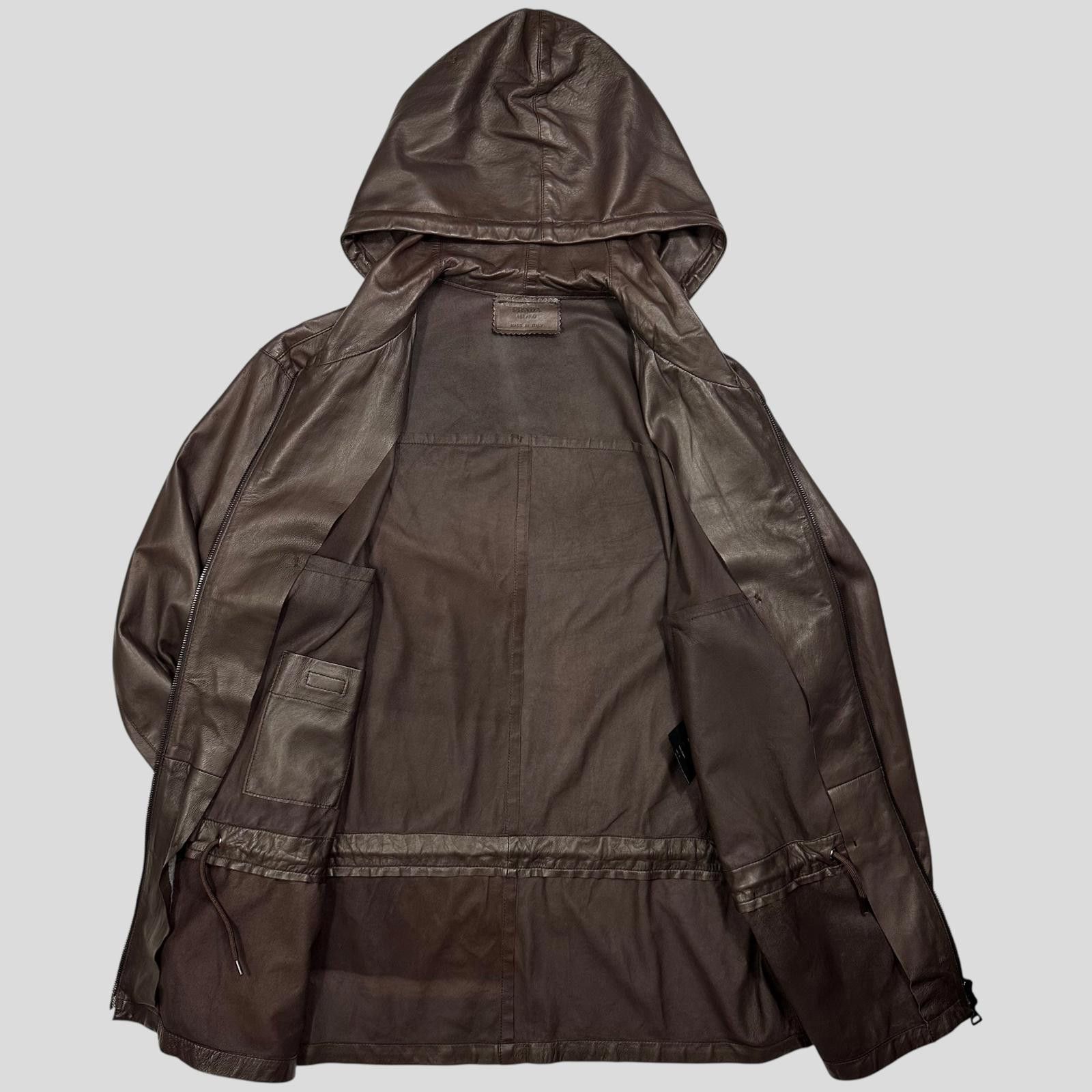 Prada Prada Milano 00’s Nappa Leather Stash Pocket Hooded Jacket L Size US L / EU 52-54 / 3 - 9 Thumbnail