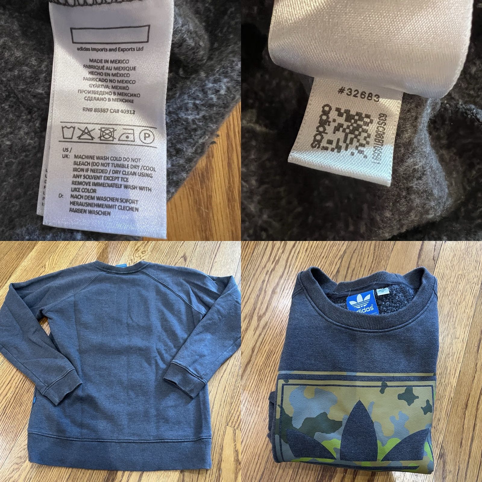Adidas Adidas Mens Pullover Sweatshirt Size Medium Gray Camo Crew Neck All Seasons Sports Training Size US M / EU 48-50 / 2 - 8 Thumbnail