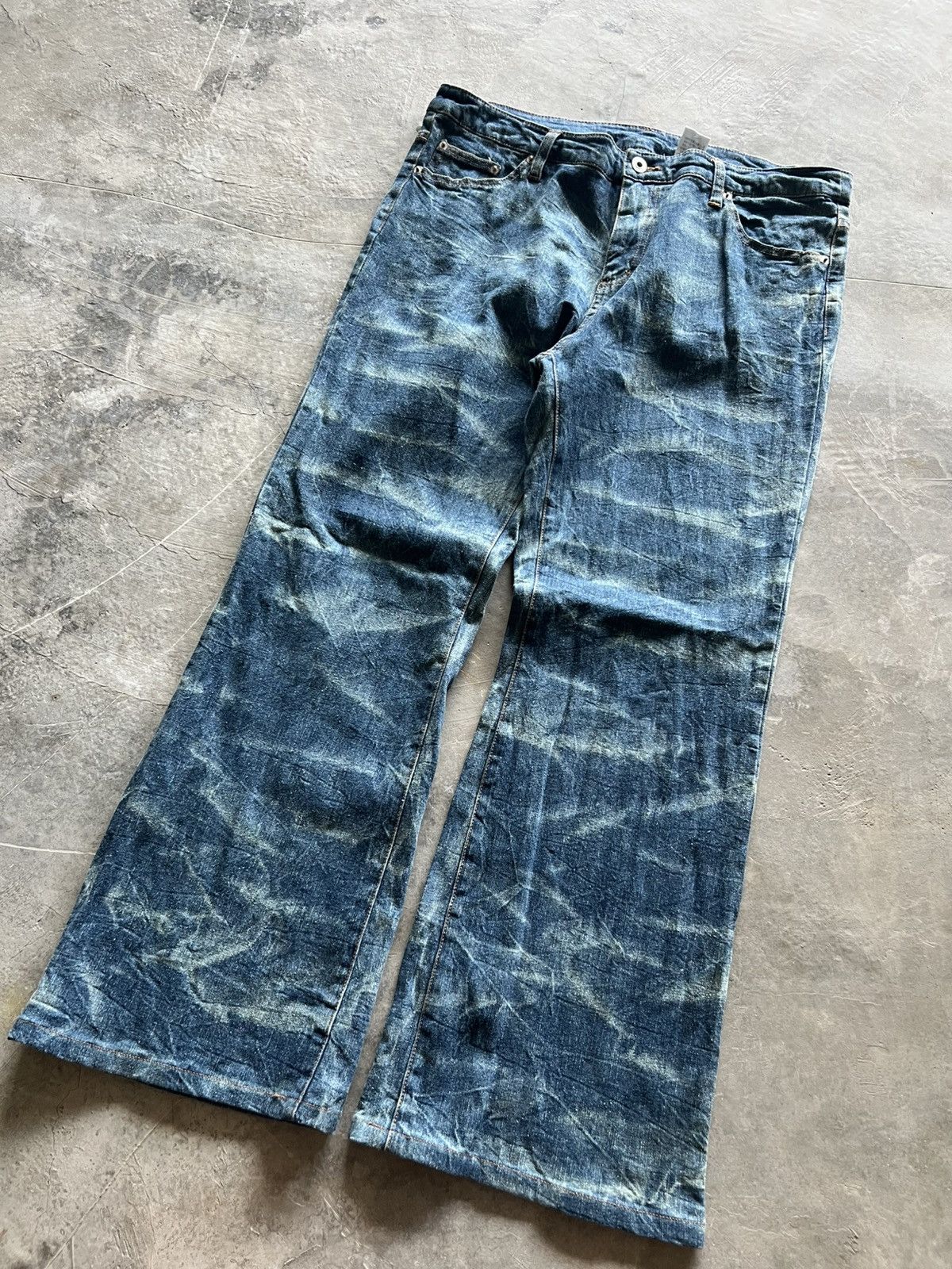 Hysteric Glamour flare japanese denim wavy tiger stripe style wash faded Size US 36 / EU 52 - 8 Thumbnail