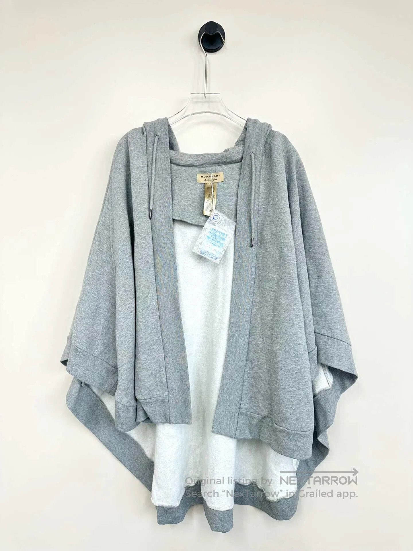 Burberry Burberry size F Gray Hooded Embroidered Logo Cloak Shawl| Size S / US 4 / IT 40 - 1 Thumbnail