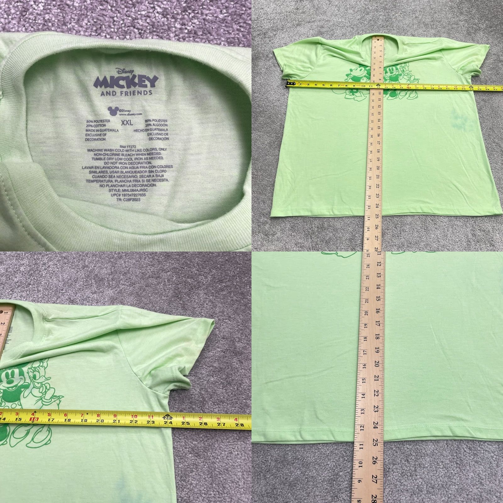 Disney Disney Mickey And Friends Graphic Shirt Womens 2XL Green Crew Neck Casual Tee Size XXL / US 16-18 / IT 52-54 - 8 Thumbnail