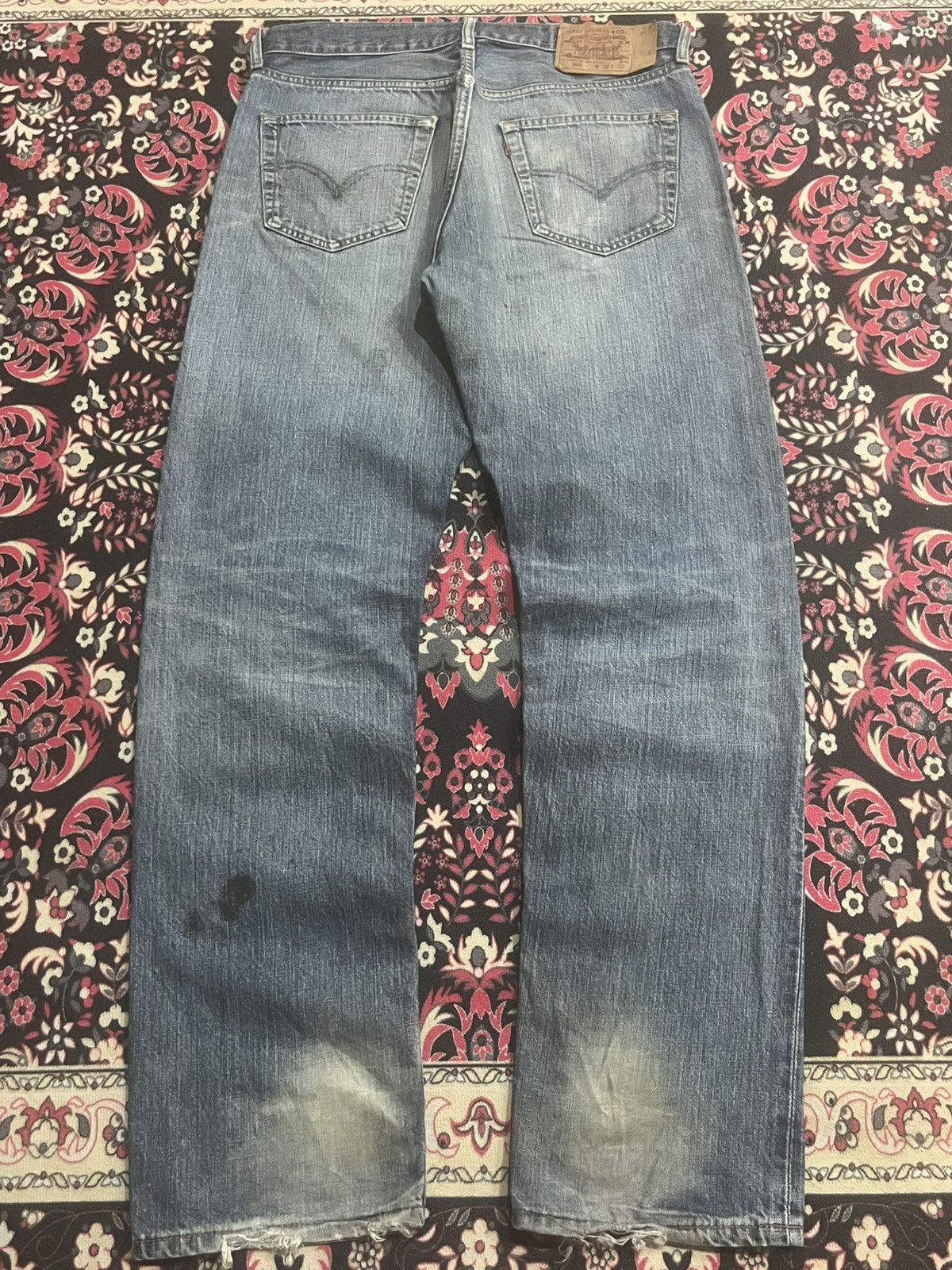Levi's Vintage Y2K Levi’s 501 Blue Faded Distressed Classic Jeans Size US 32 / EU 48 - 2 Thumbnail