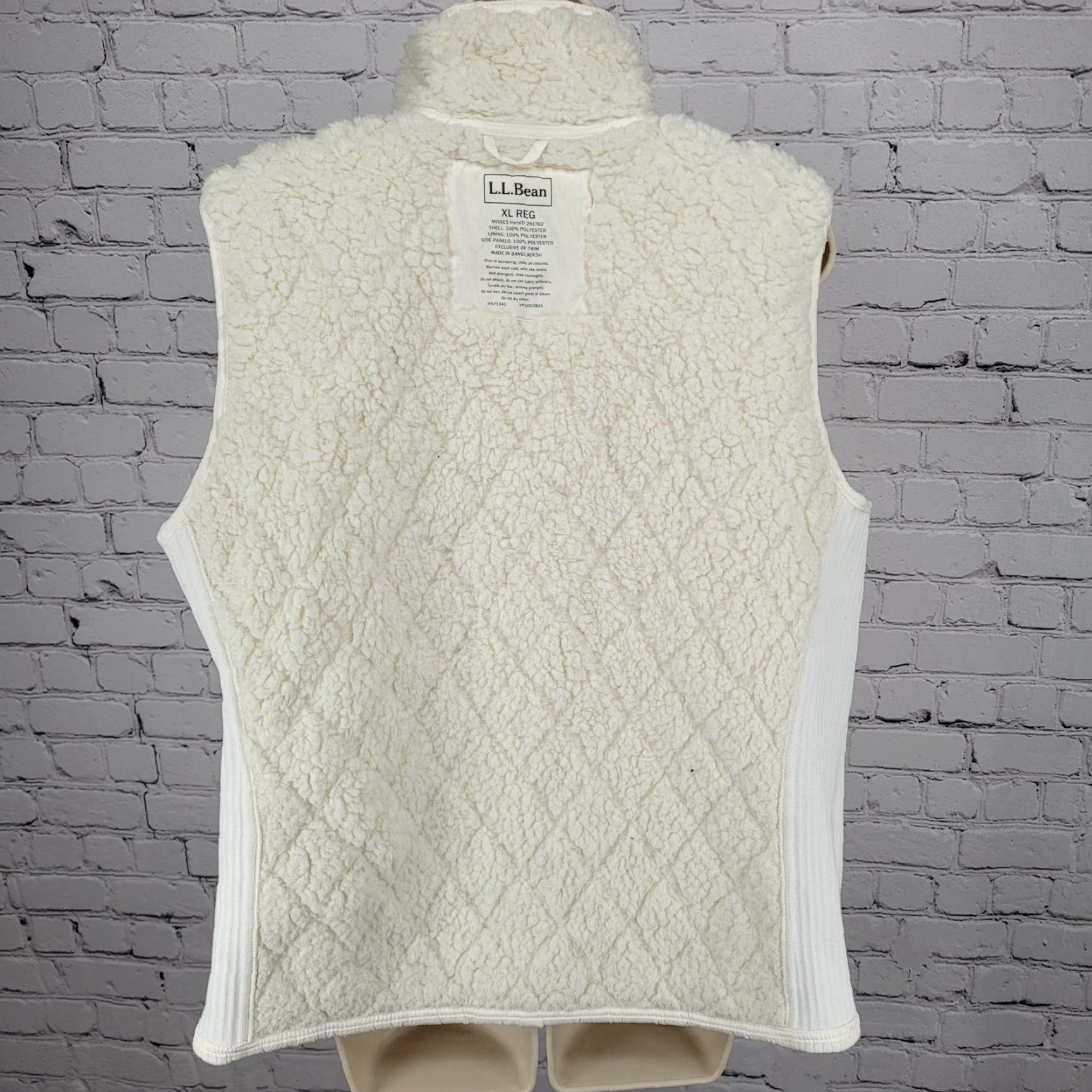 Vintage LL Bean Ivory Quilted Sherpa Lined Knit Stretch Side Panels Full Zip Vest XL Size XL / US 12-14 / IT 48-50 - 6 Thumbnail