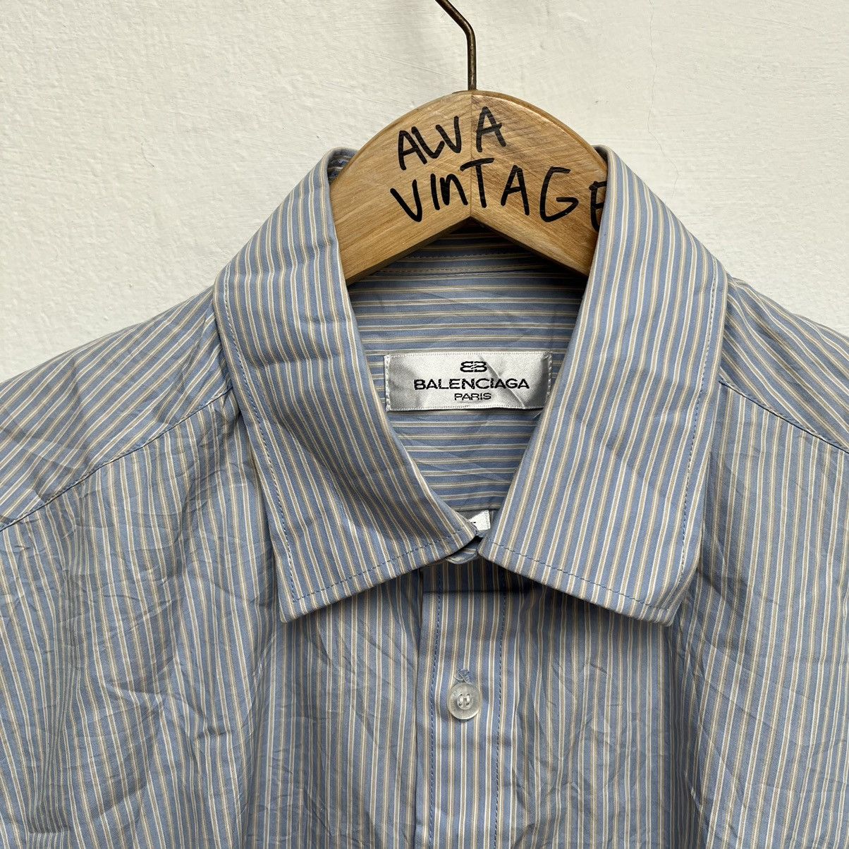 Balenciaga × Vintage Vintage Balenciaga Button Ups Shirt Sky Blue Stripe Size US M / EU 48-50 / 2 - 3 Thumbnail