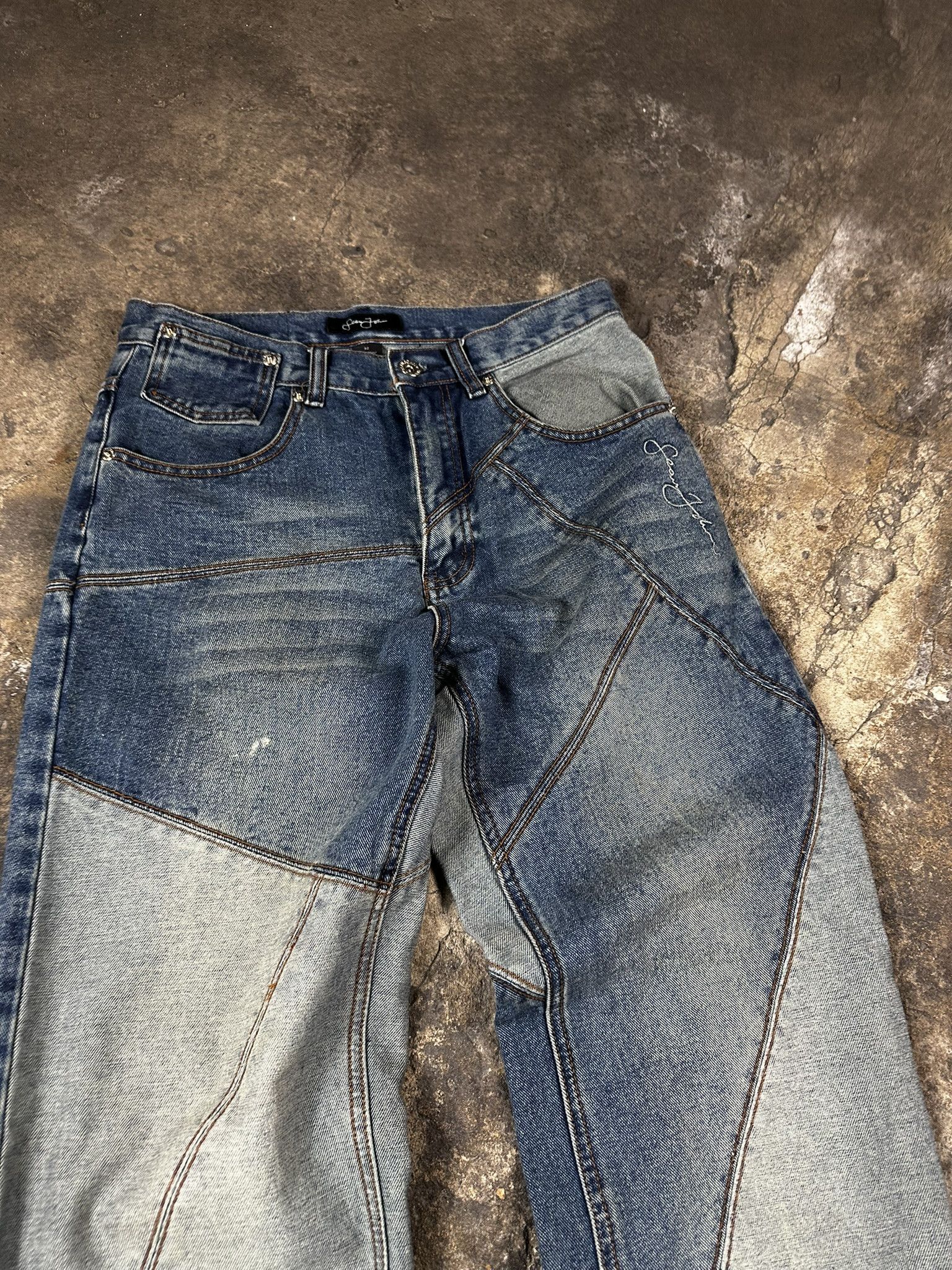 Sean John 2000s Sean John Patchwork Oversized Hiphop Rap Jeans Pants Size US 32 / EU 48 - 6 Thumbnail