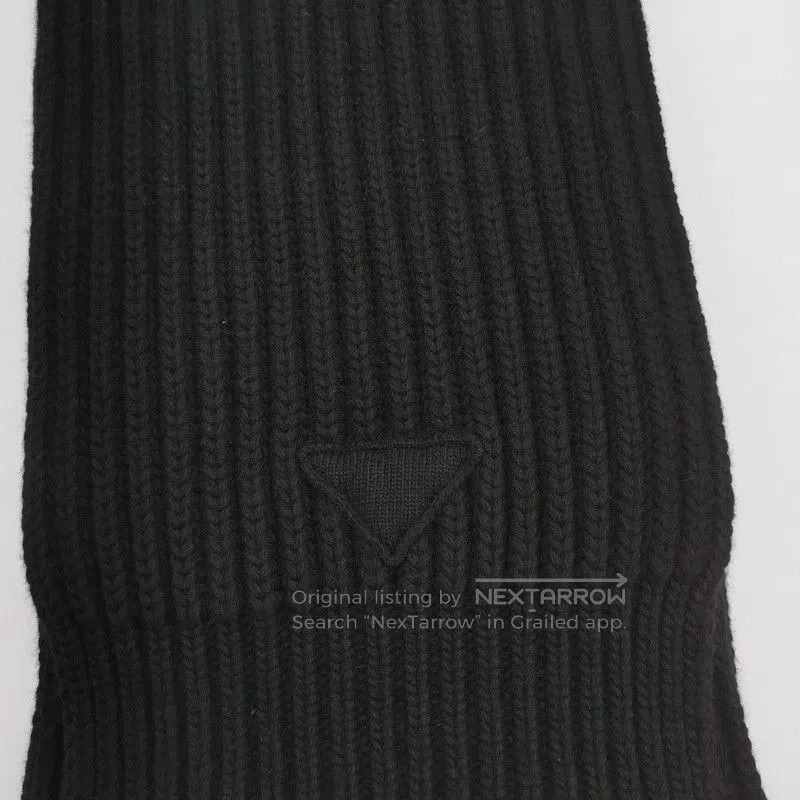 Prada Prada Black Ribbed Knit Scarf. Size ONE SIZE - 3 Thumbnail