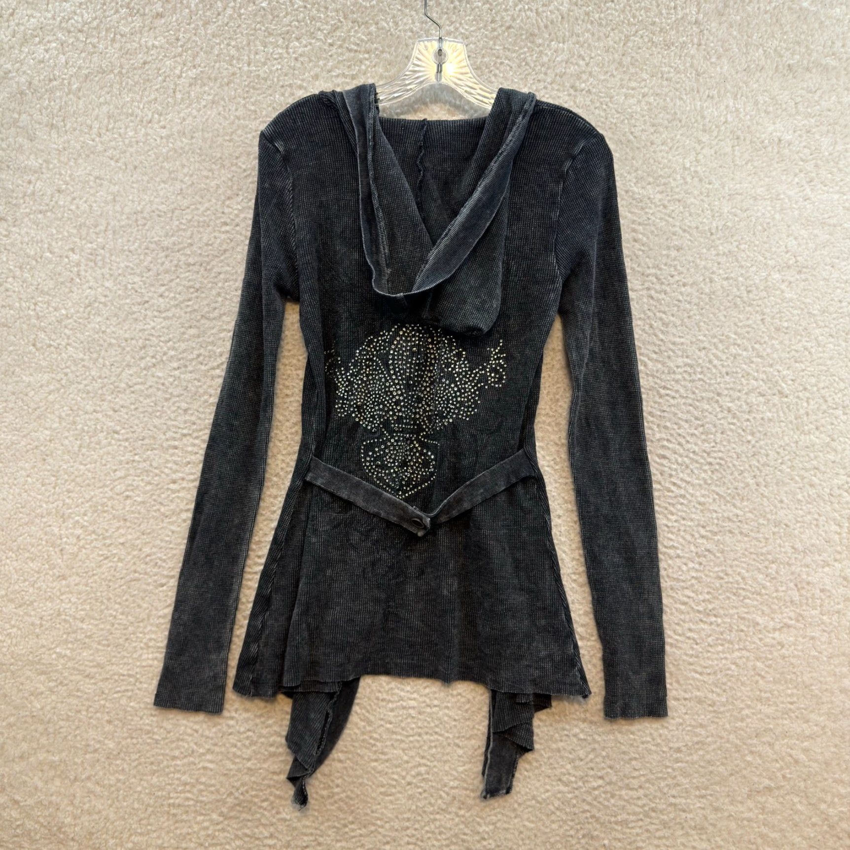 Vintage VINTAGE Vocal Cardigan Sweater Hoodie Small Grey Rhinestone Bling Cyber Fairy Grunge S Womens Size S / US 4 / IT 40 - 2 Thumbnail
