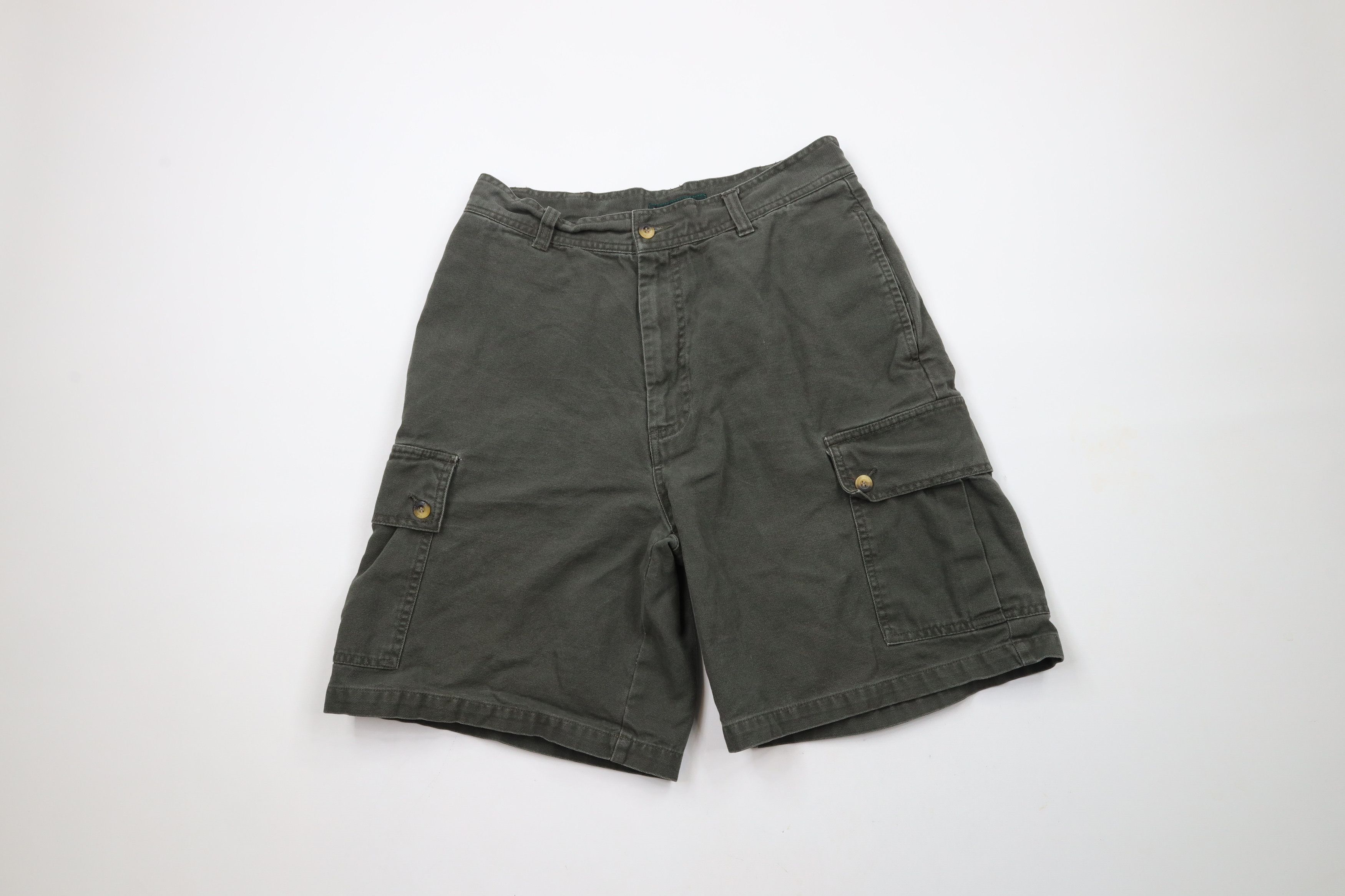 Vintage Vintage 90s Streetwear Baggy Fit Cargo Shorts Green Cotton Size US 30 / EU 46 - 1 Thumbnail
