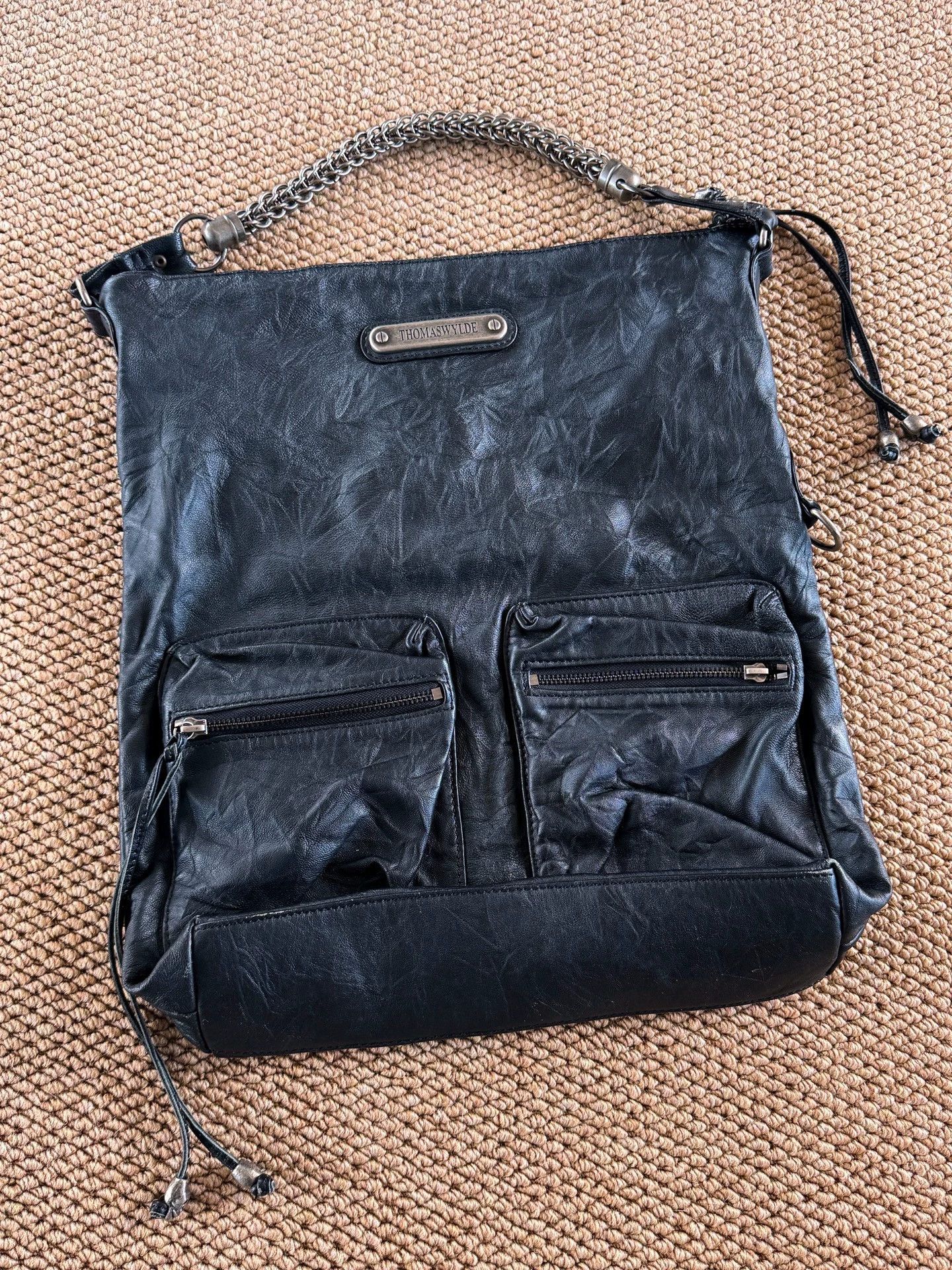 Vintage UK Skull Beaded Leather Armpit Bag Vintage Size ONE SIZE - 8 Thumbnail