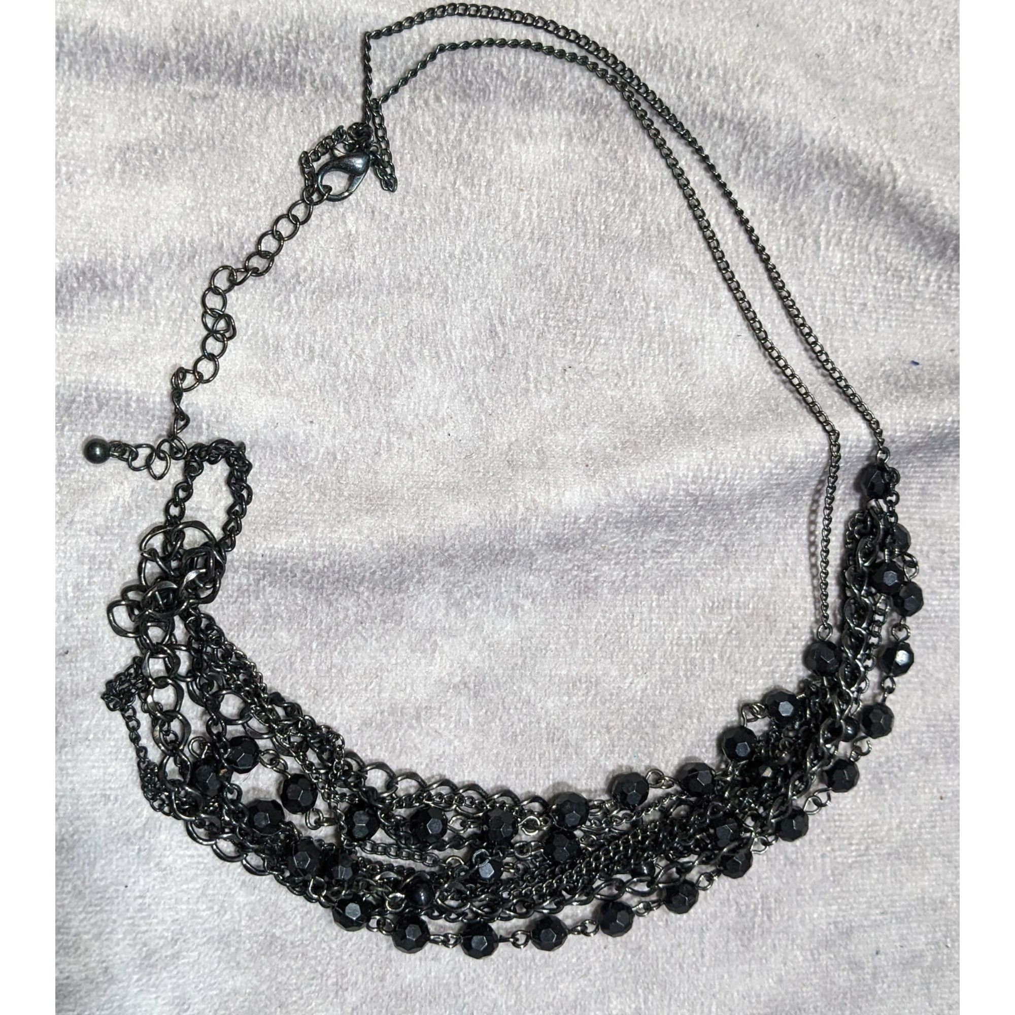 Other Gothic Black Multi-Layer Chain Necklace With Faceted Beads & Size ONE SIZE - 4 Thumbnail
