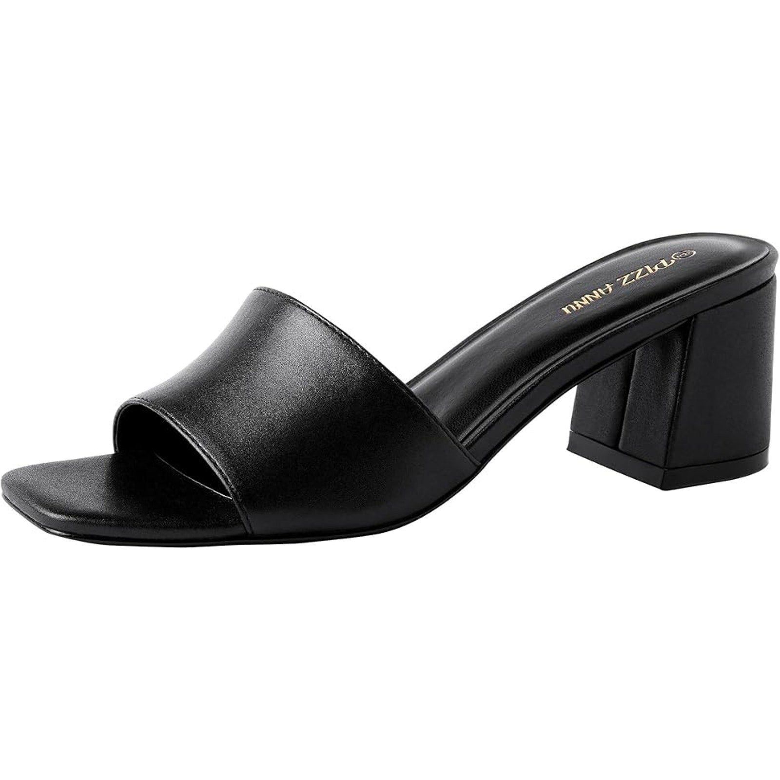 Other New Pizz Annu Women's 7 Black Faux Leather Open Toe Heels Size US 7 / IT 37 - 1 Thumbnail