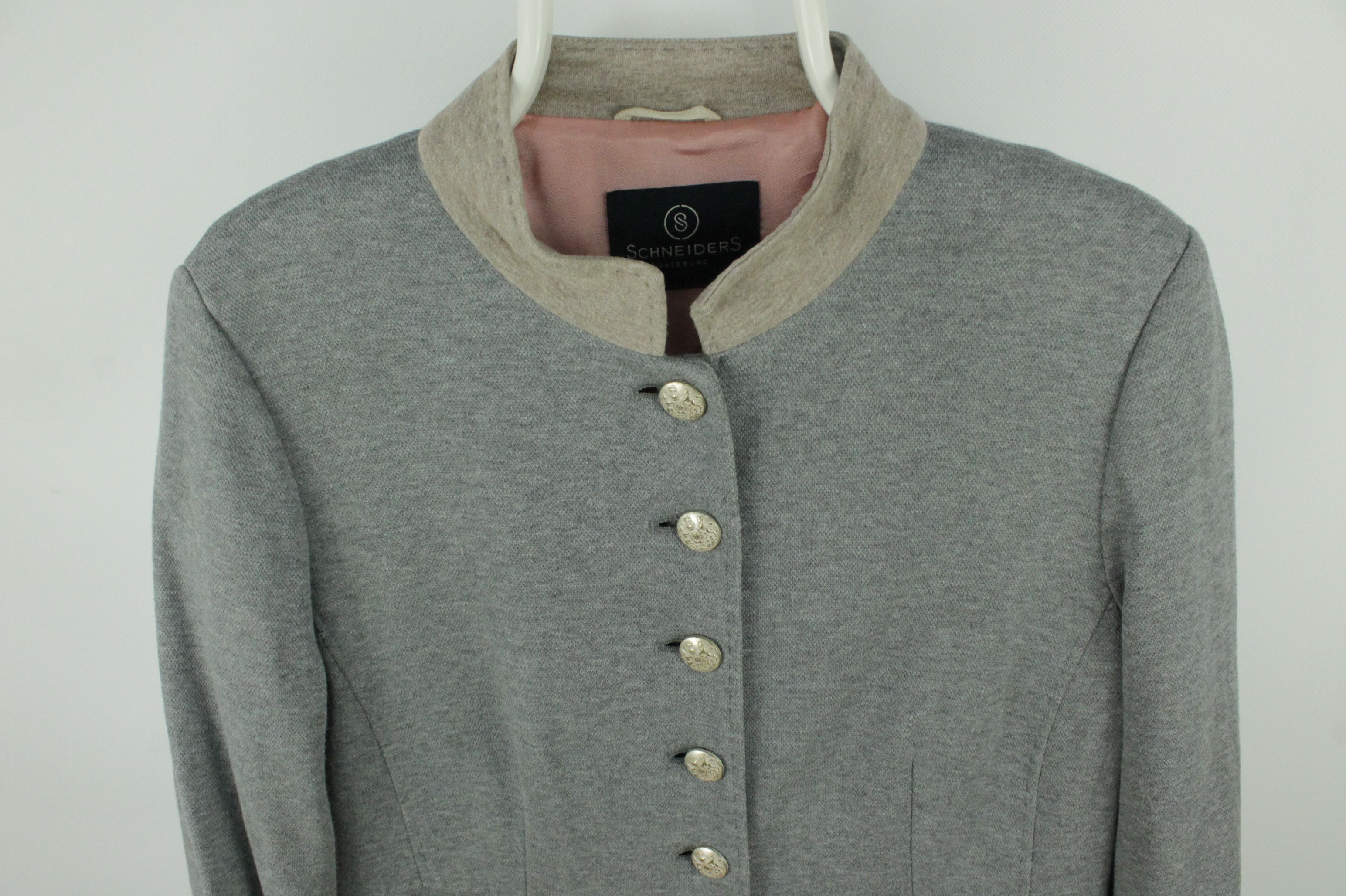 Schneiders Schneiders Salzburg Julietta Steel Button Gray Cotton Coat Size L / US 10 / IT 46 - 2 Thumbnail