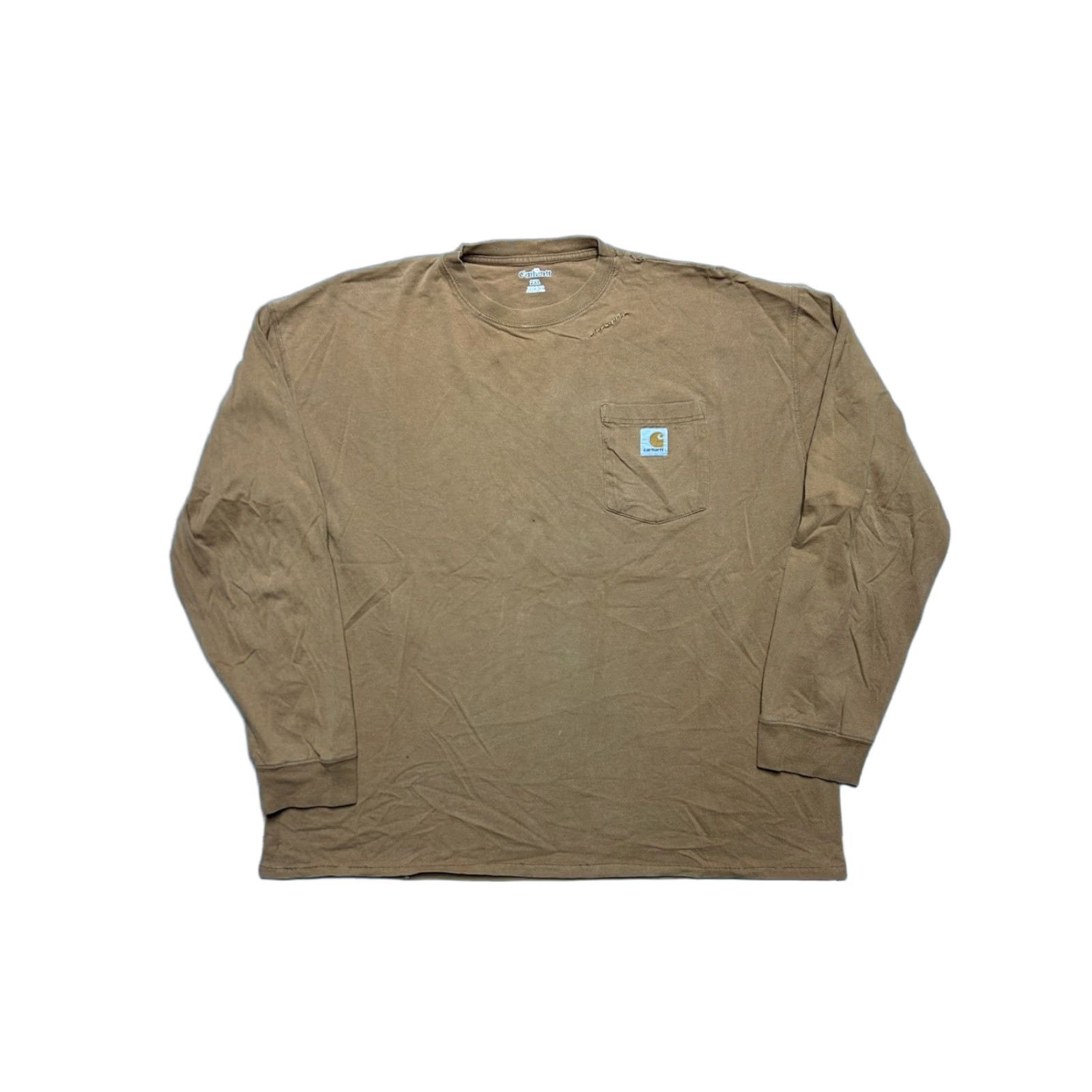 Carhartt VINTAGE Carhartt Long Sleeve Pocket T Shirt Brown Tan Distressed Repaired Boxy XL Mens Size US XL / EU 56 / 4 - 1 Thumbnail