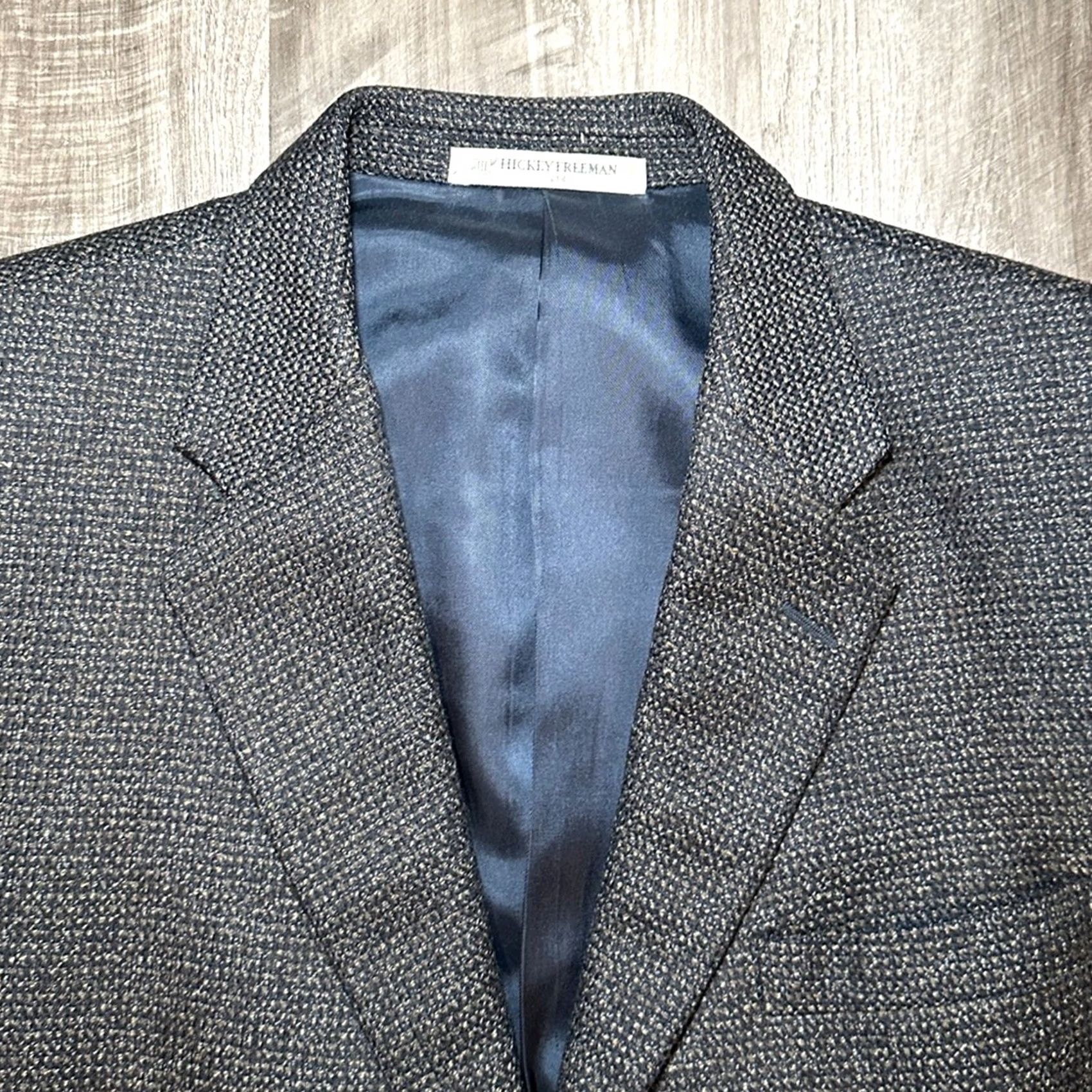 Vintage VINTAGE Hickey Freeman Blazer 2 Piece 44R Brown Lambswool Cashmere Navy Brown Mens Size 44R - 6 Thumbnail