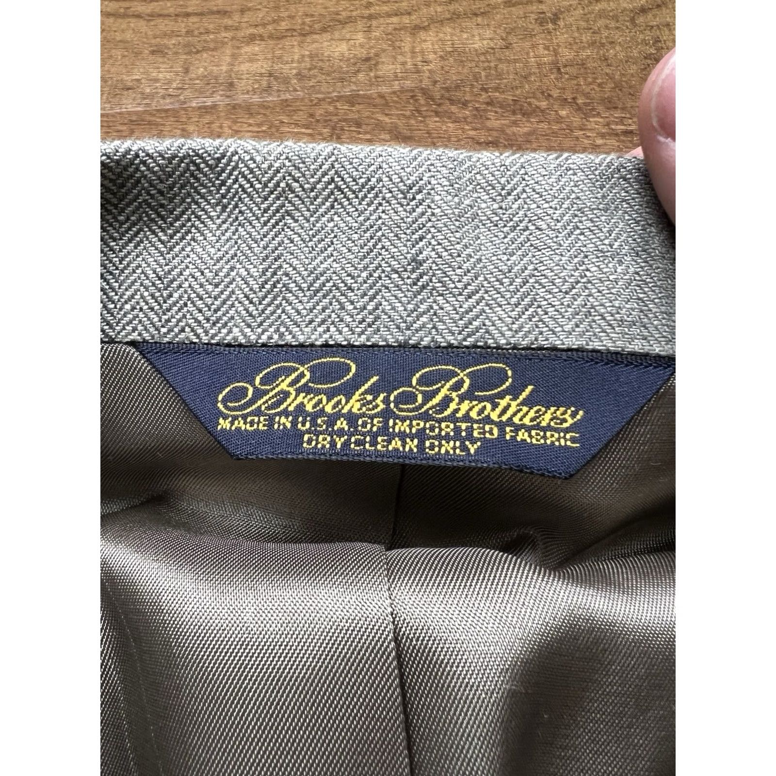 Brooks Brothers Vintage Brooks Brothers Sport Coat Mens 46R Herringbone Blazer - Size 46 Gray Linen Size 46R - 5 Thumbnail