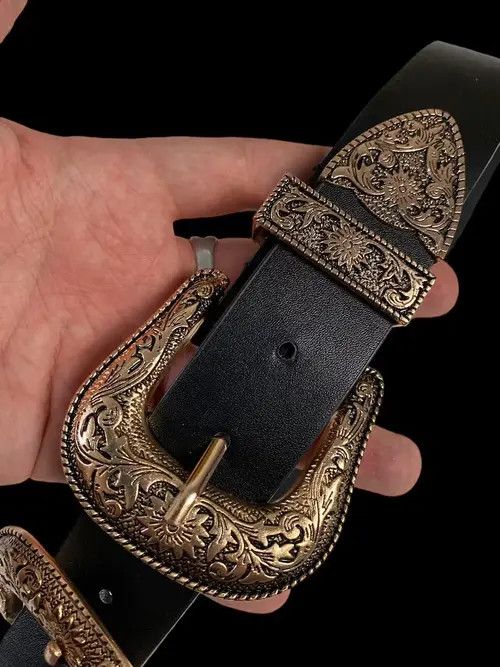 Other Japanese Vintage Double Buckle Gothic Ornament Belt Size ONE SIZE - 7 Thumbnail