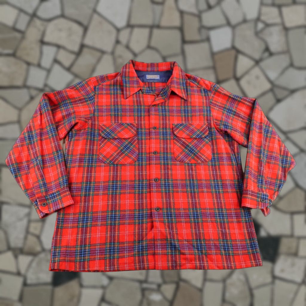 Pendleton Vintage Pendleton Board Shirt Mens X Red Tartan Plaid Wool Flannel Button Up 70s Size US XL / EU 56 / 4 - 1 Thumbnail