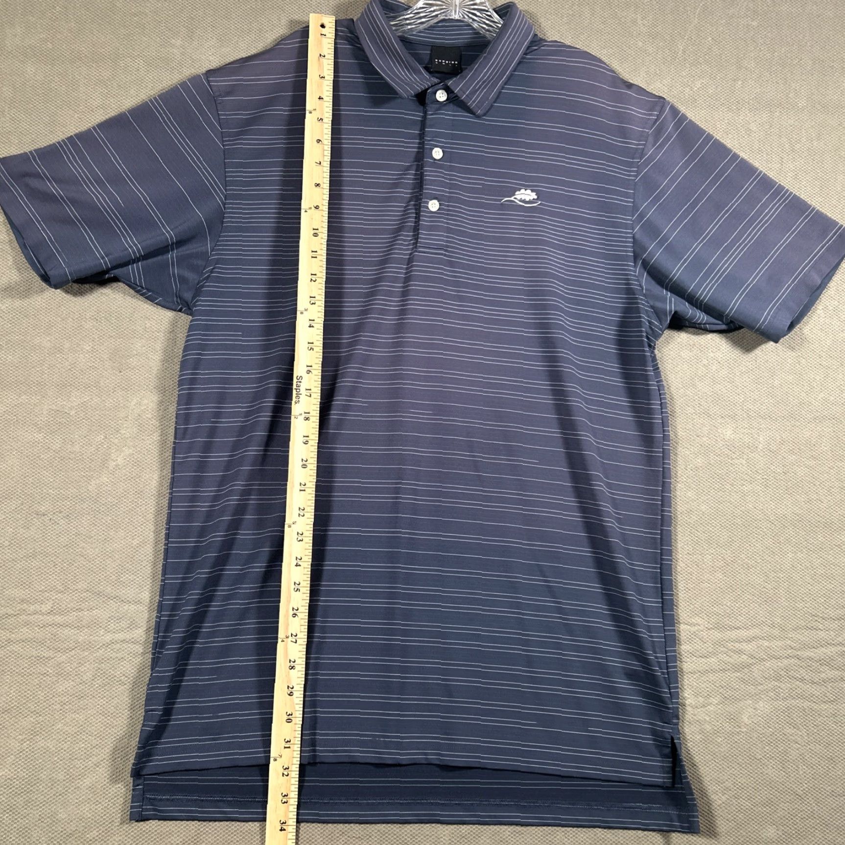 Vintage Dunning Golf Polo Shirt Mens Large Striped Blue Performance Stretch Size US L / EU 52-54 / 3 - 5 Thumbnail