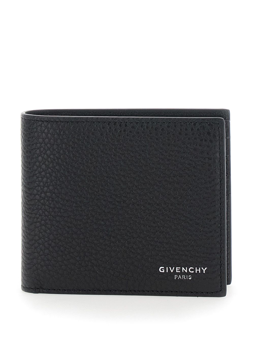 Givenchy Bi-Fold Wallet 'GIVENCHY' with Logo Lettering on the Front in Black Pebbled Leather for Men Size ONE SIZE - 1 Thumbnail