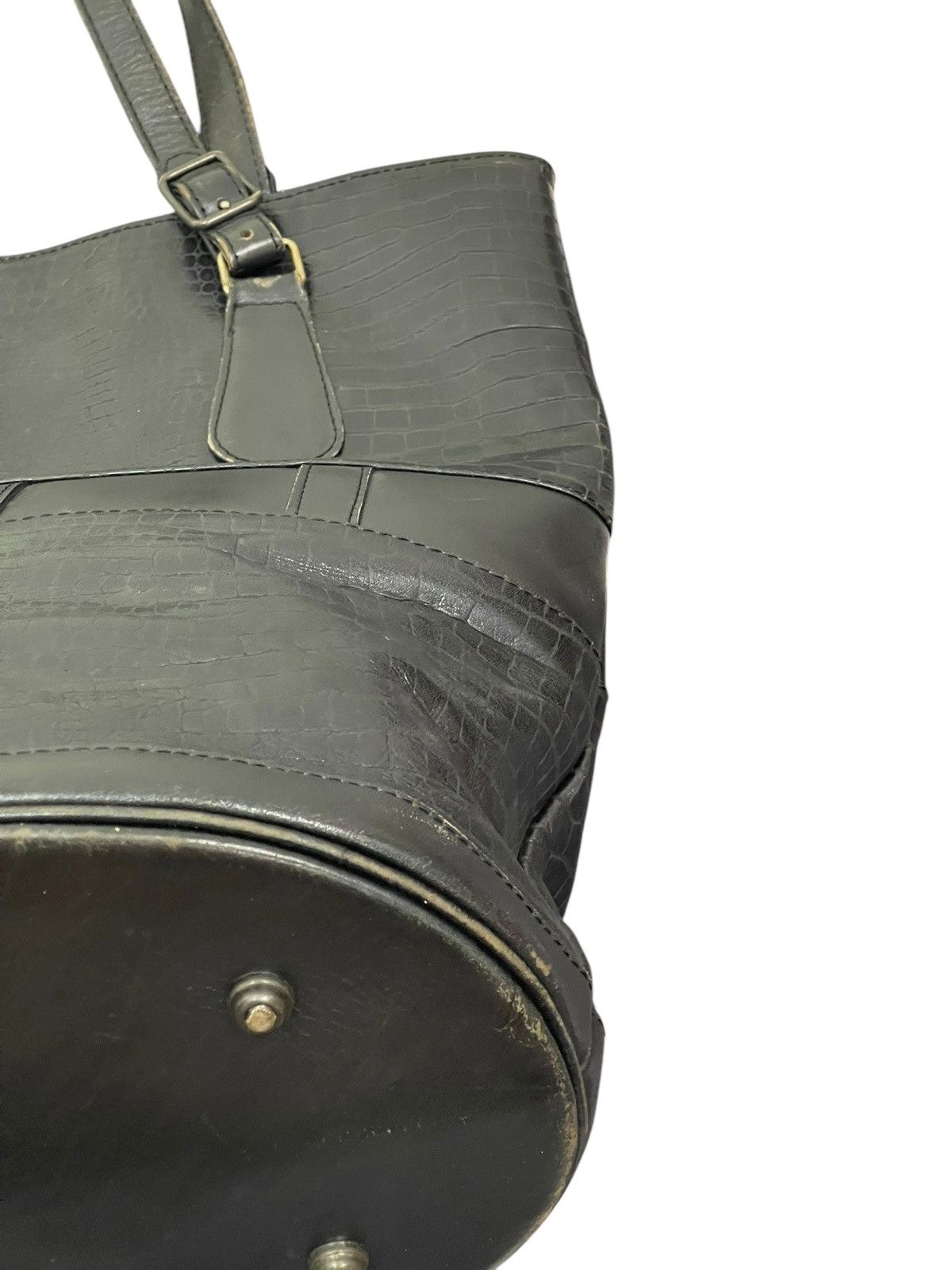 Genuine Leather Crocodile Embossed Pozzo Kaori Bucket Tote Shoulder Bag 1🟩6 Size ONE SIZE - 14 Thumbnail