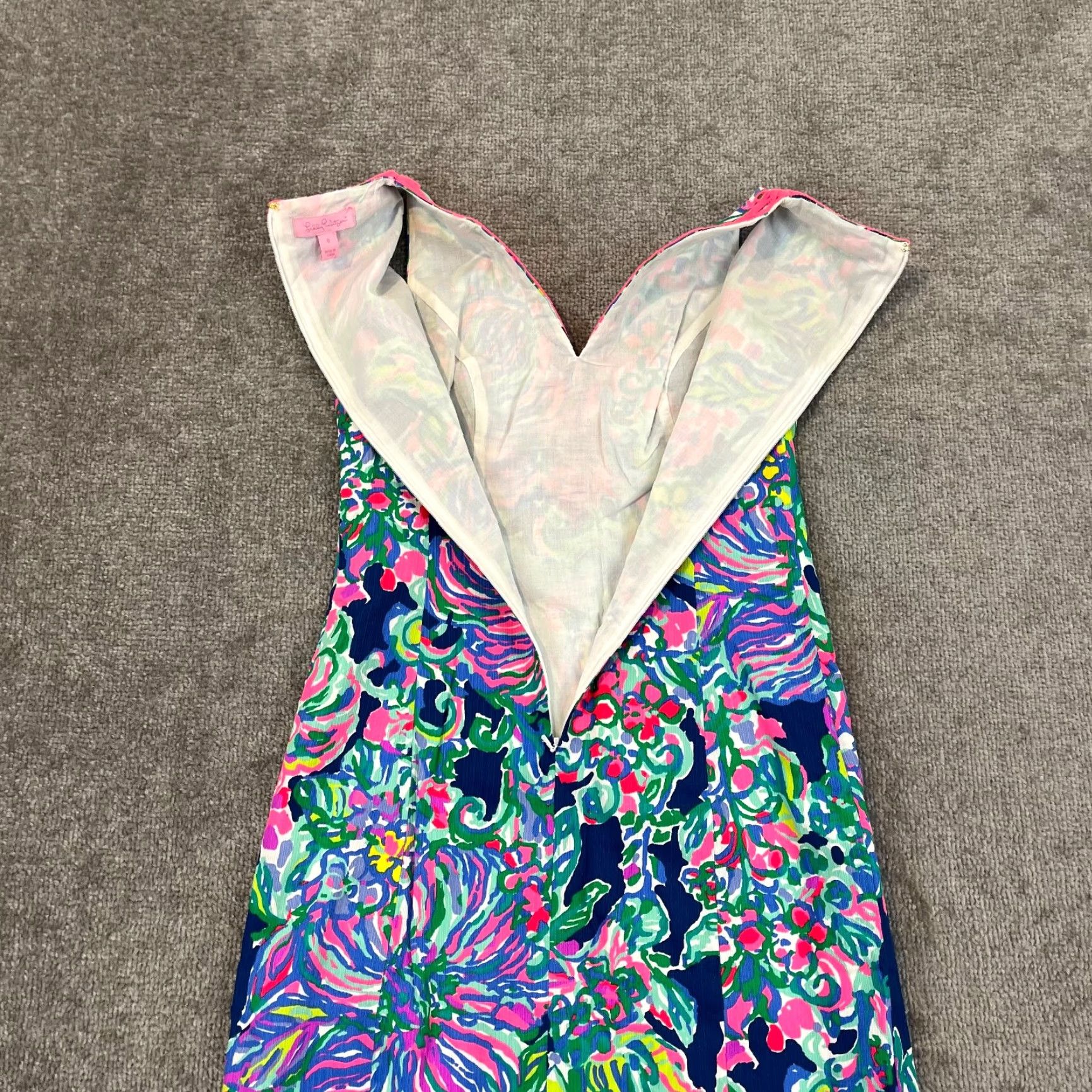 Lilly Pulitzer Lilly Pulitzer Ryder Shift Dress Womens Size 0 Seaside Allure Escapade Bead Lace Floral Multicolor Slim Short Sleeve V-Neck Zip Size XS / US 0-2 / IT 36-38 - 4 Thumbnail