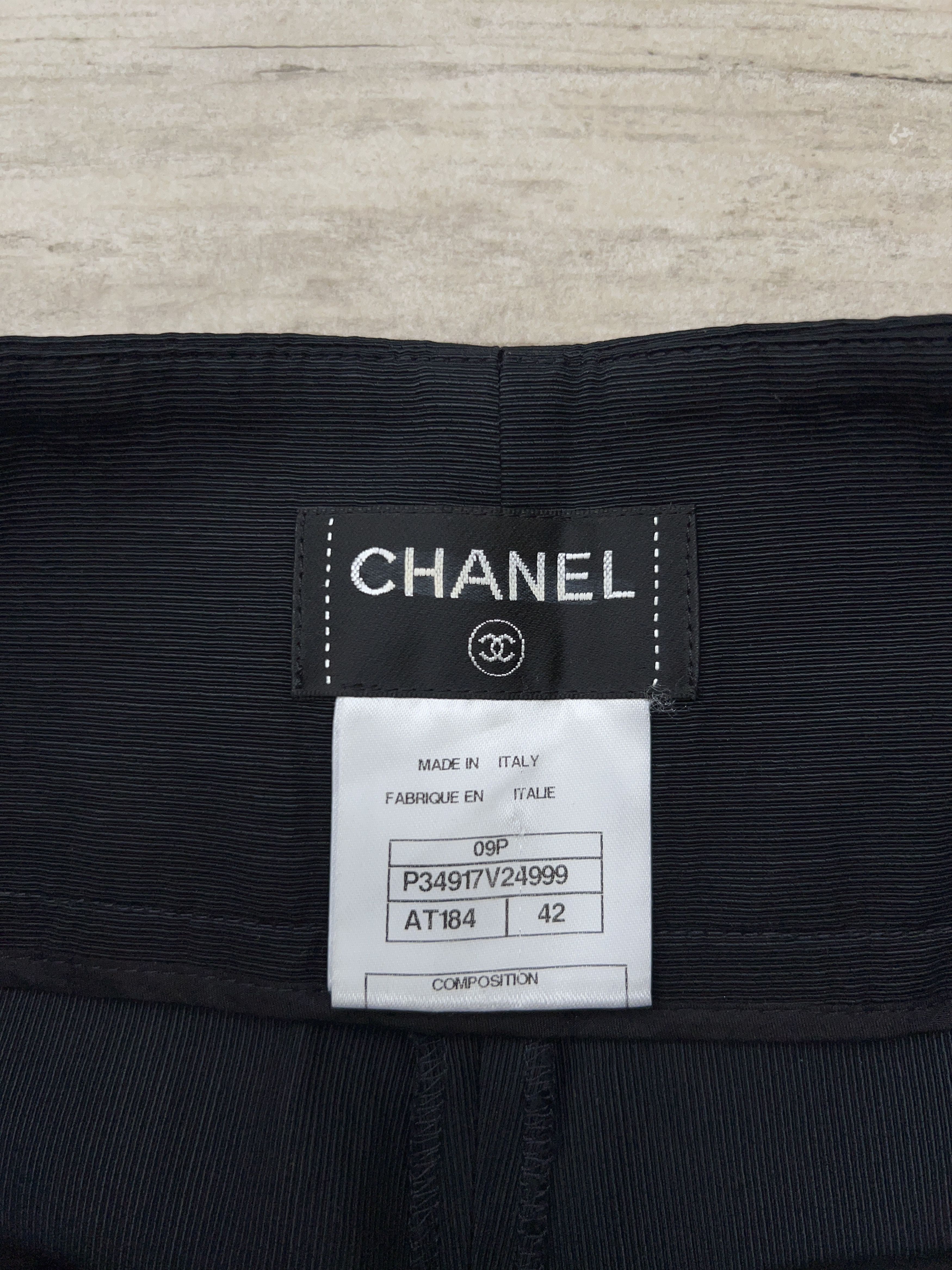 Chanel × Designer Womens 2009 Ribbed Wide Leg Palazzo Pants Trousers Black Size 28" / US 6 / IT 42 - 7 Thumbnail