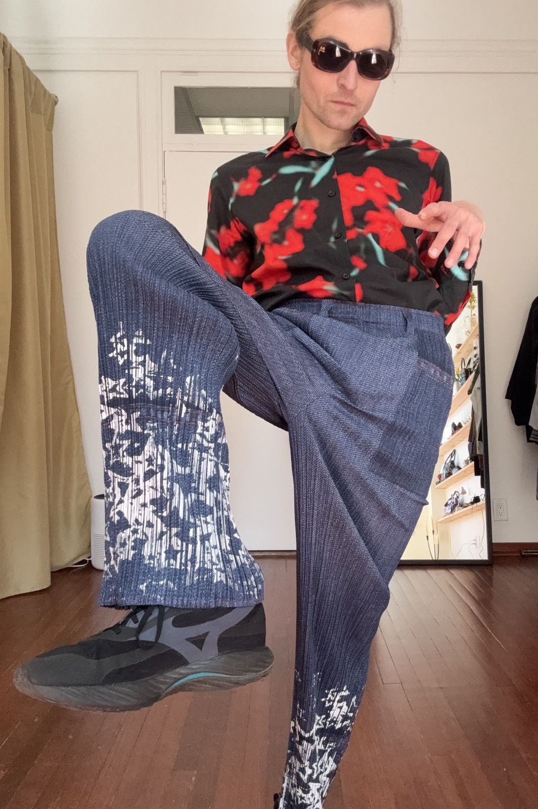 Pleats Please Issey Miyake PLEATS PLEASE Trompe L’Oeil Denim Printed Pants Size US 32 / EU 48 - 5 Thumbnail