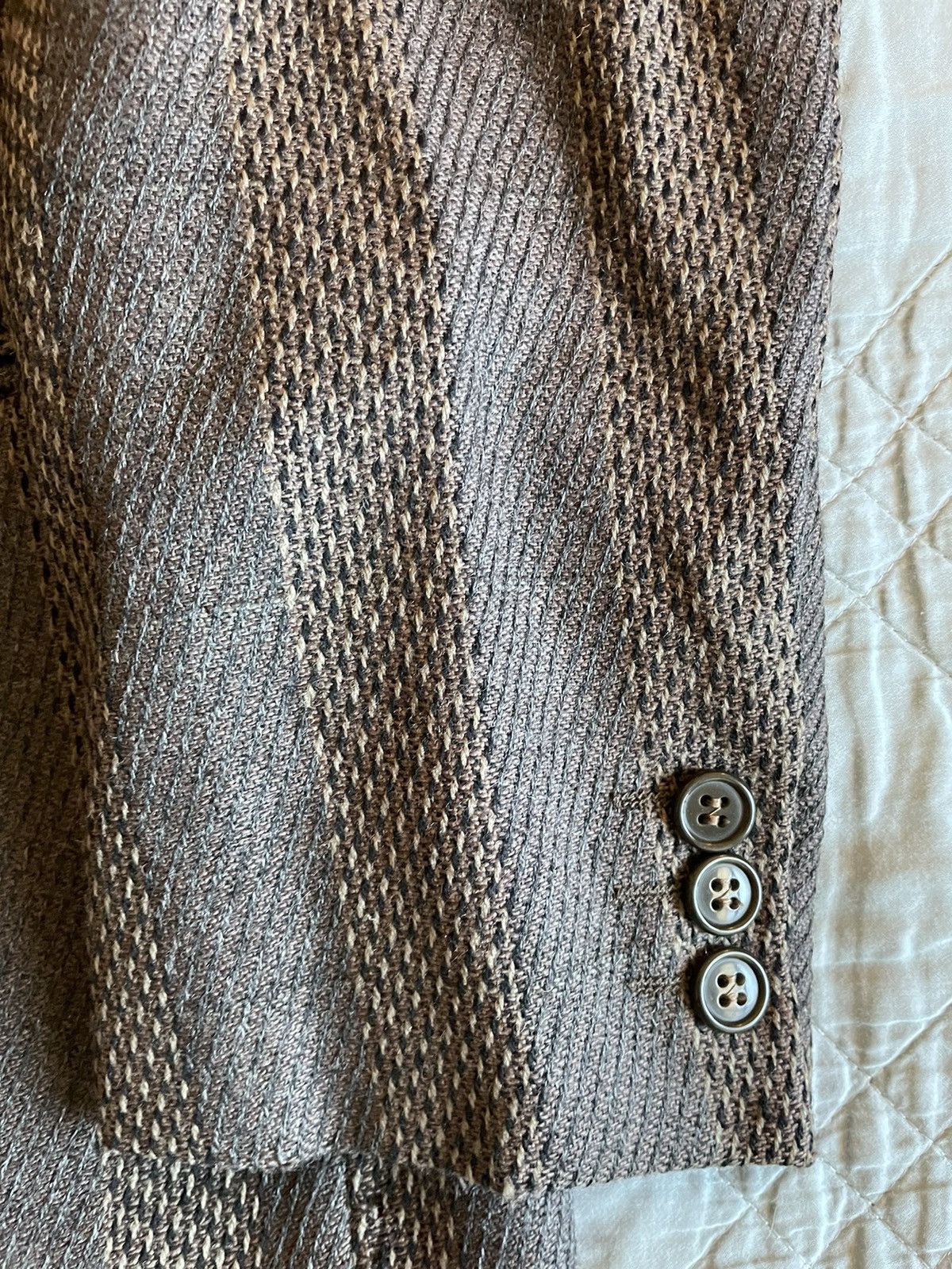 Giorgio Armani Textured Stripe Wool Tweed Jacket Size 42L - 4 Thumbnail