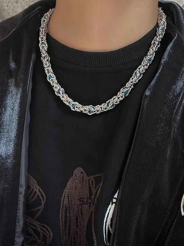 VIBE Chunky Chain Link Blue Gemstone Necklace Size ONE SIZE - 5 Thumbnail