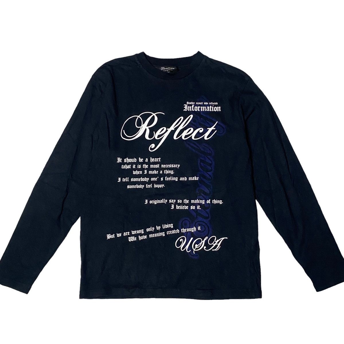 image of Avant Garde x If Six Was Nine Beaumere Japanese Poem Longsleeve in Navy, Men's (Size Small)