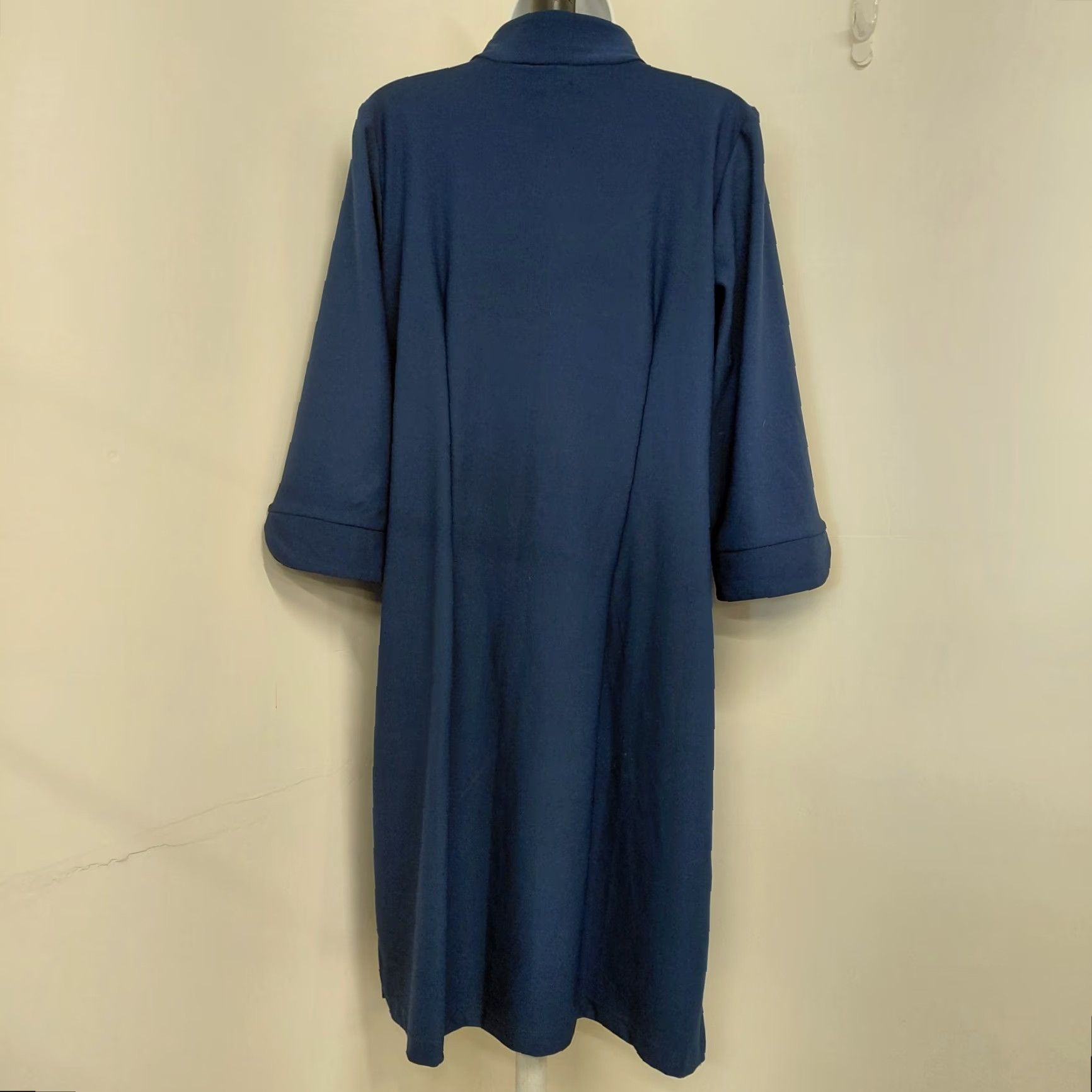 Vintage Katherine Way Shift Dress Womens XL Blue 3/4 Sleeve UPF 50+ Knit Nylon Spandex Dress Knee Length Casual Travel Size XL / US 12-14 / IT 48-50 - 7 Thumbnail