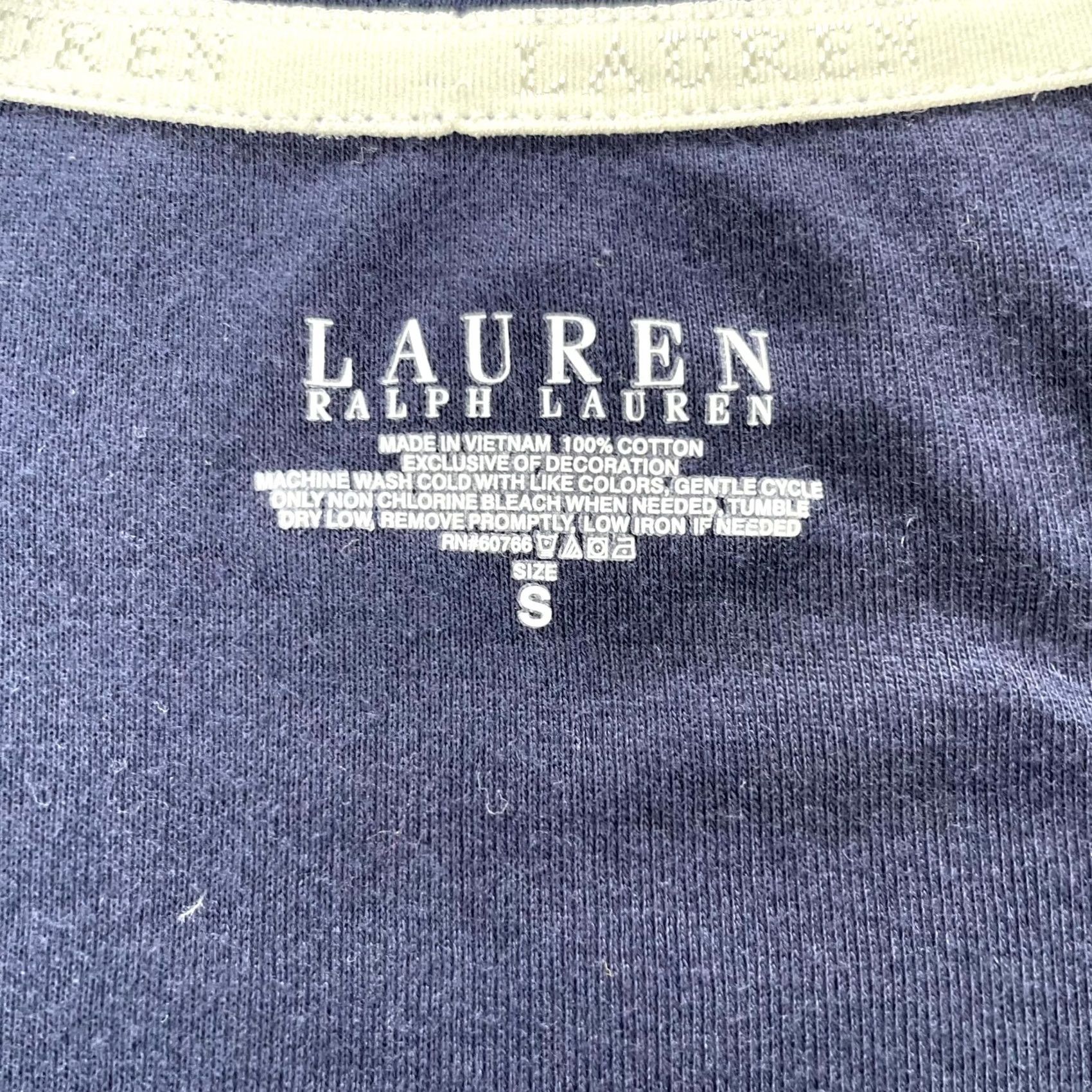 Ralph Lauren Lauren Ralph Lauren Womens Small Blue Cotton Embroidered Logo V Neck Dress Shirt Size S / US 4 / IT 40 - 3 Thumbnail