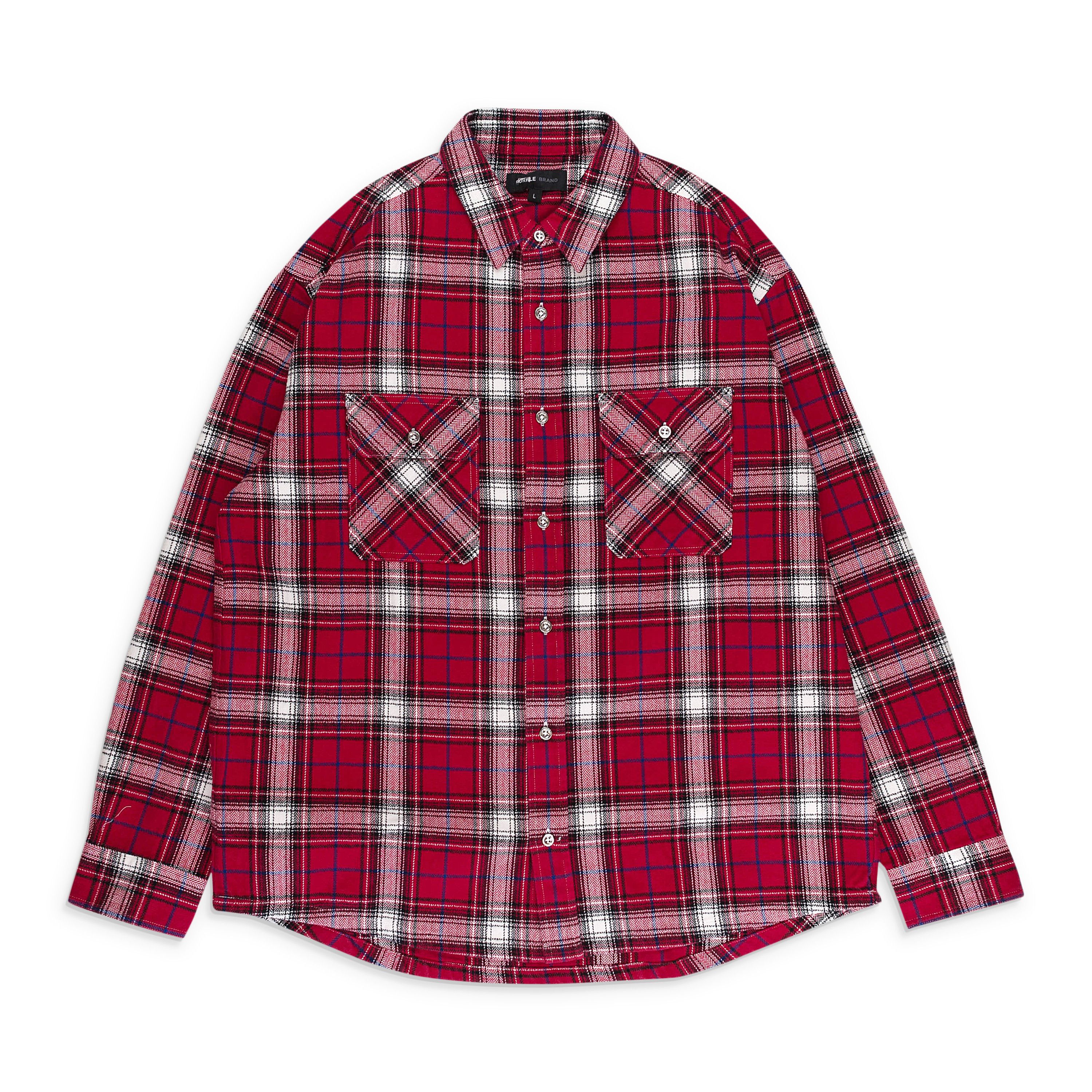 PLAID FLANNEL LS SHIRT RED CASUAL BUTTON-DOWN SHIRTS Size XS